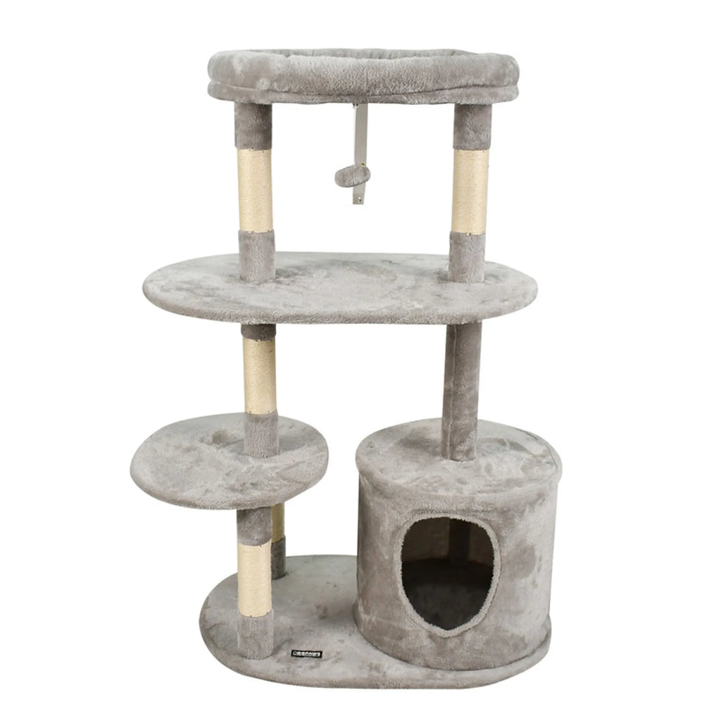 GOOPAWS 3-Tier 48-in Faux Fur Top Perch Cat Tree & Condo
