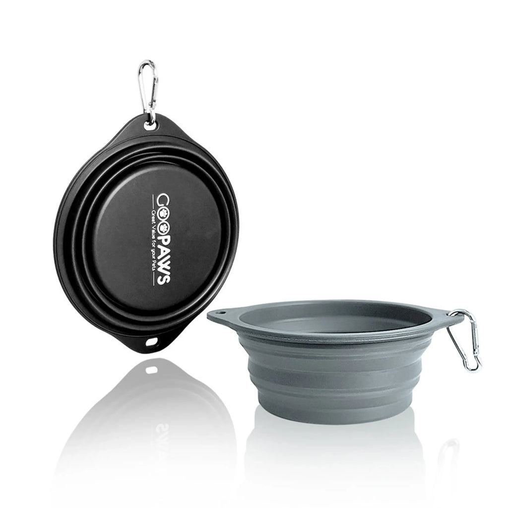 GOOPAWS Silicone Non-Skid Travel Cat & Dog Bowl, 2 count