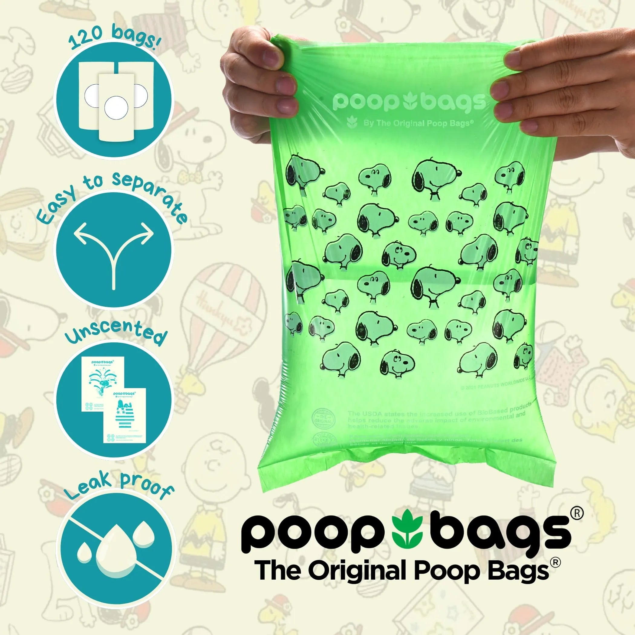 USDA Biobased Peanuts Unscented Leash Rolls