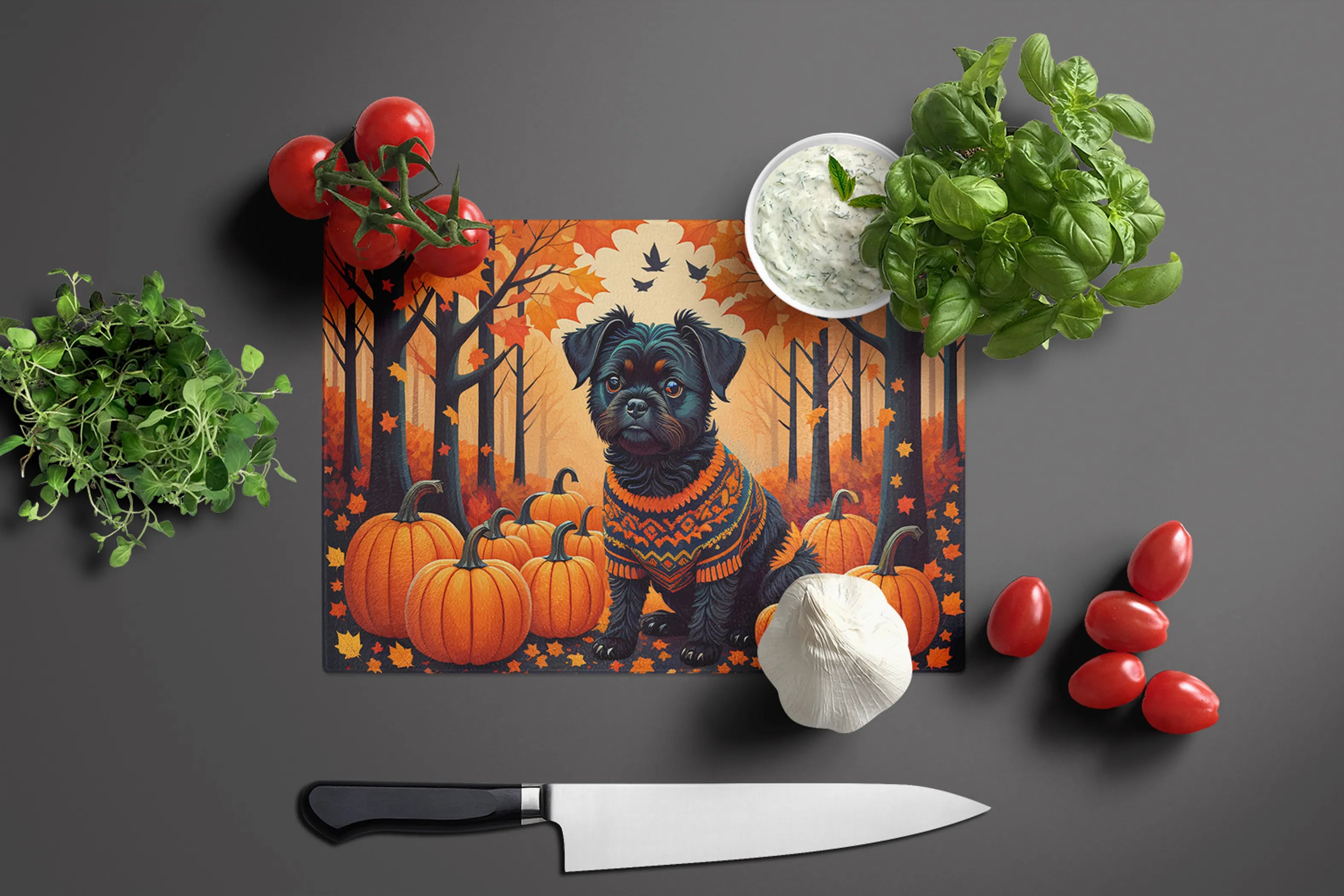 Autumn Leaves Glass Cutting Board - Size: LARGE | Pack Of: 1 | Collection name: Autumn leaves