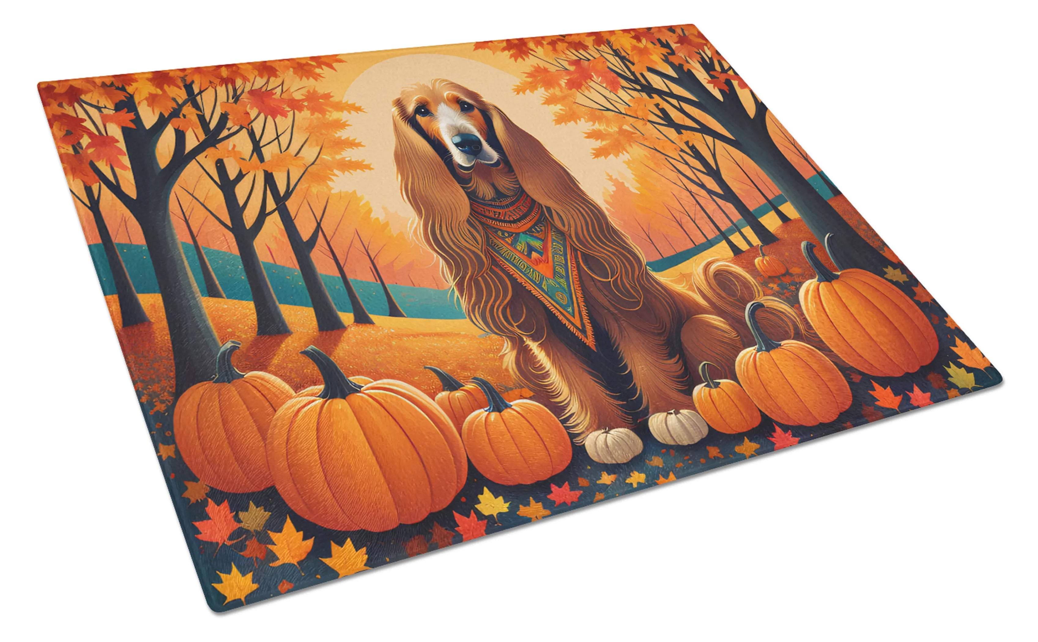 Autumn Leaves Glass Cutting Board - Size: LARGE | Pack Of: 1 | Collection name: Autumn leaves