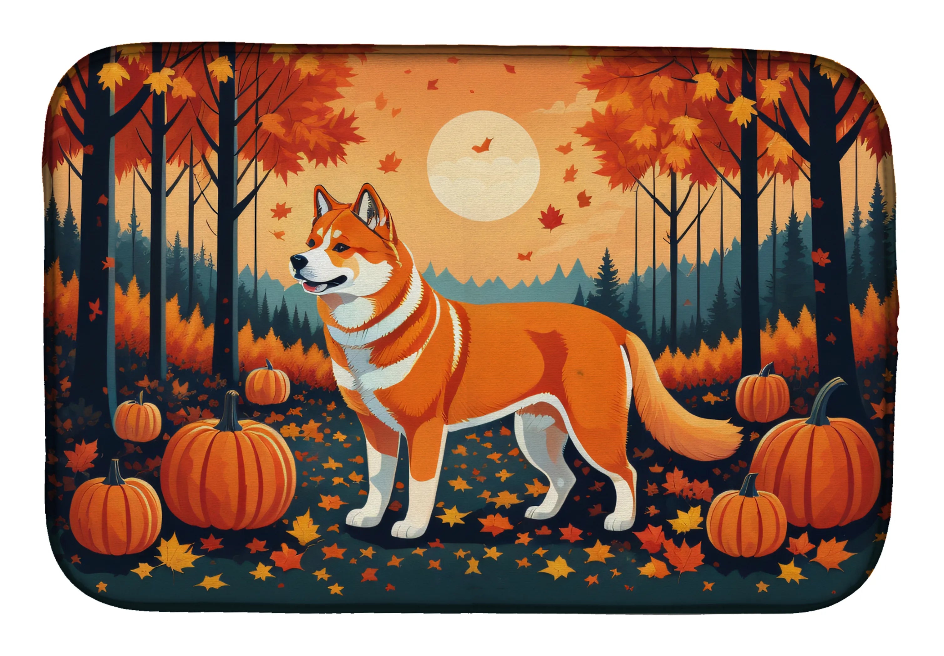 Autumn Leaves Dish Drying Mat - Size: 14  X 21" | Pack Of: 1 | Collection name: Autumn leaves