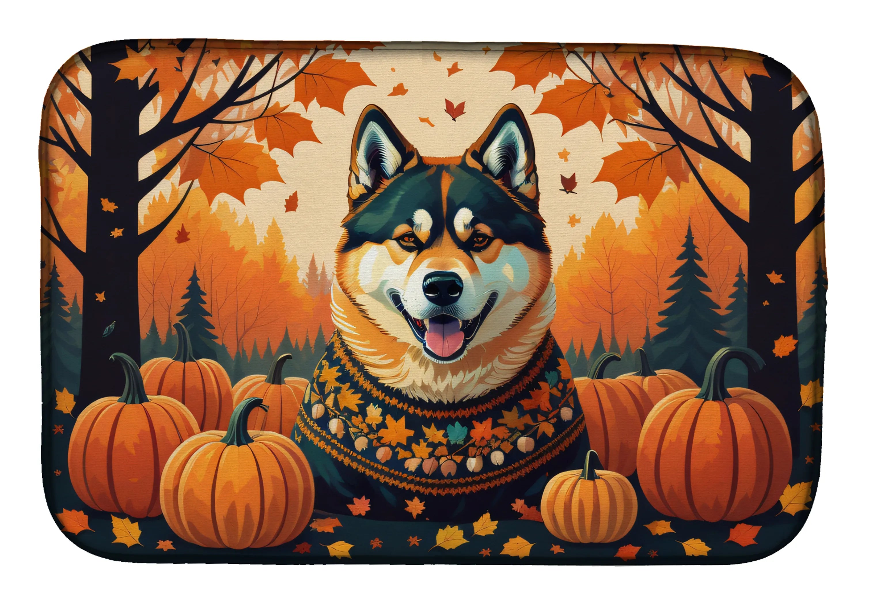 Autumn Leaves Dish Drying Mat - Size: 14  X 21" | Pack Of: 1 | Collection name: Autumn leaves