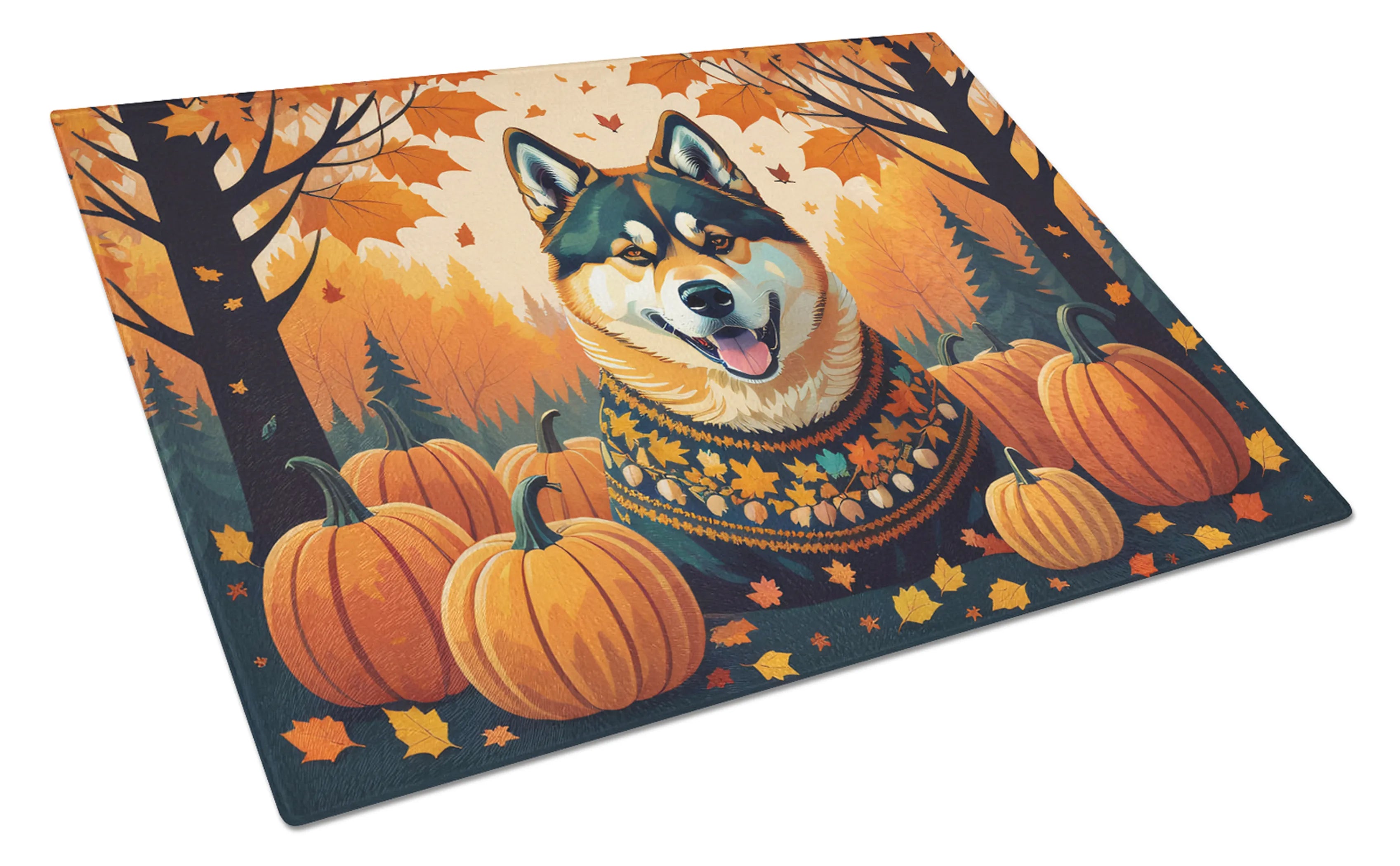 Autumn Leaves Glass Cutting Board - Size: LARGE | Pack Of: 1 | Collection name: Autumn leaves
