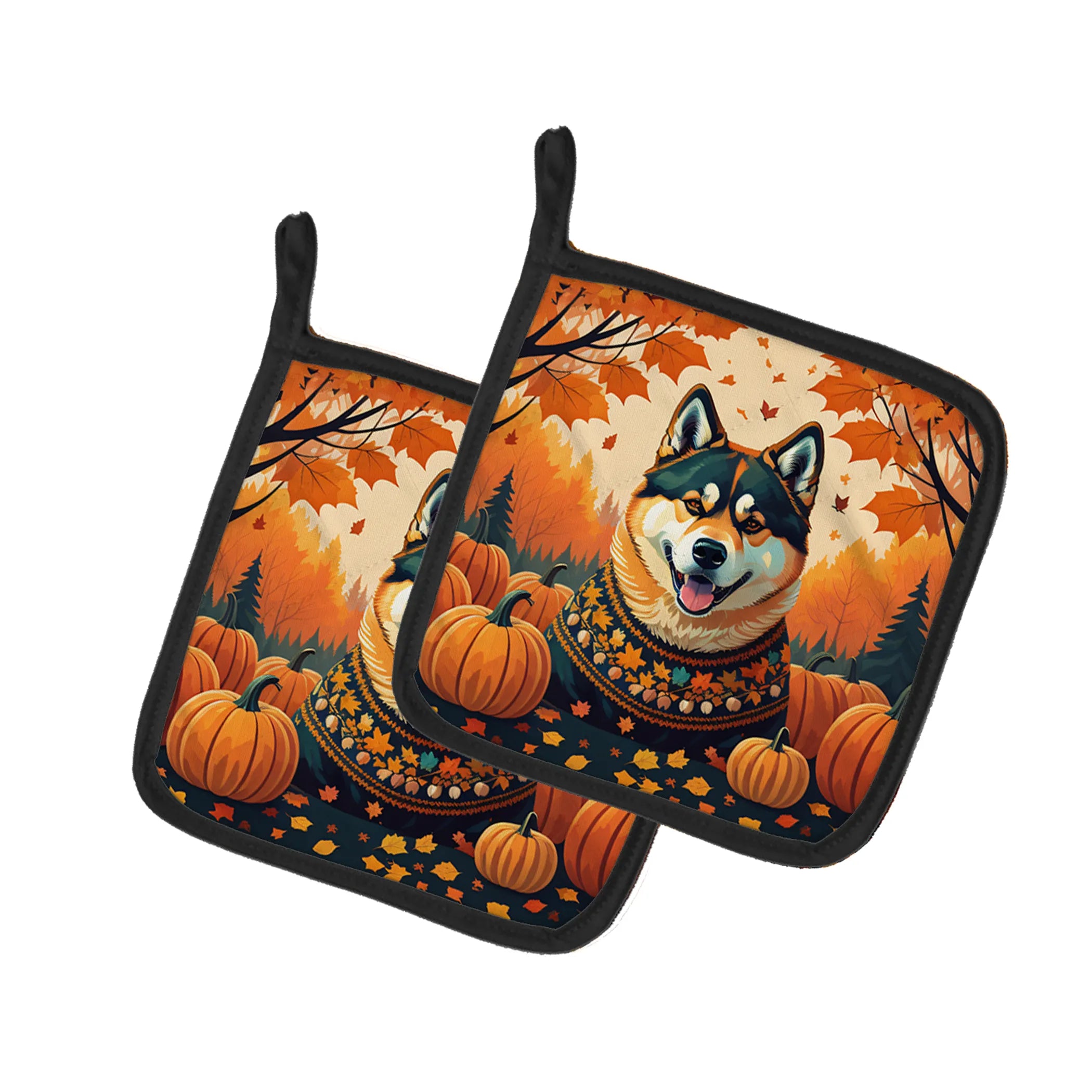Autumn Leaves Pair of Pot Holders - Size: 7.5HX7.5W | Pack Of: 1 | Collection name: Autumn leaves