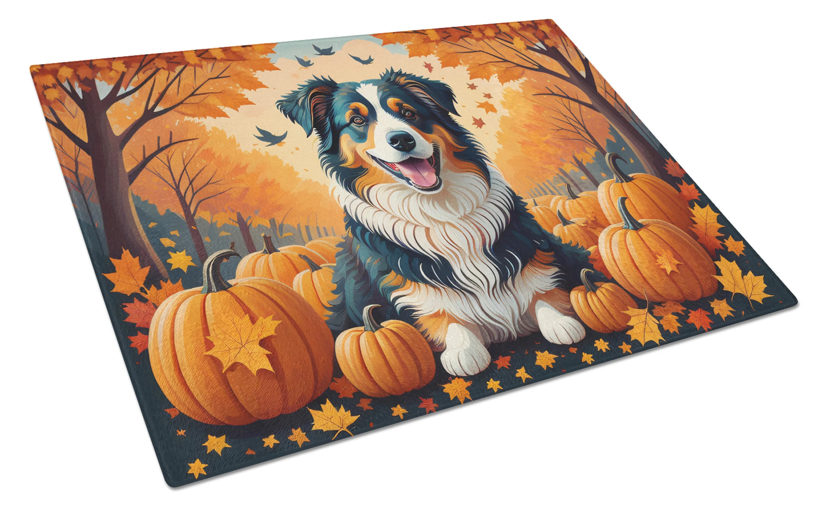 Autumn Leaves Glass Cutting Board - Size: LARGE | Pack Of: 1 | Collection name: Autumn leaves