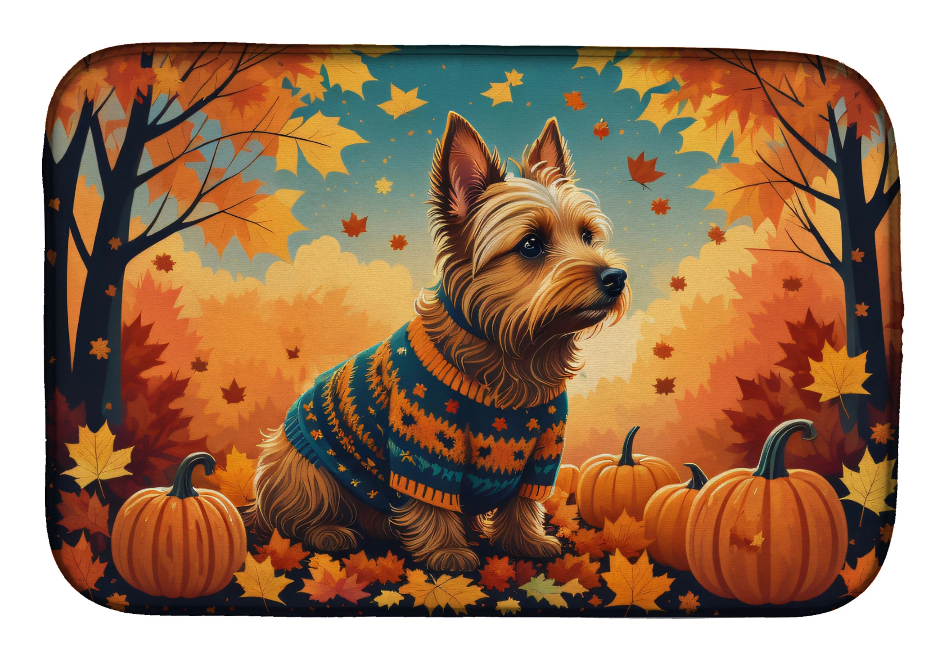 Autumn Leaves Dish Drying Mat - Size: 14  X 21" | Pack Of: 1 | Collection name: Autumn leaves