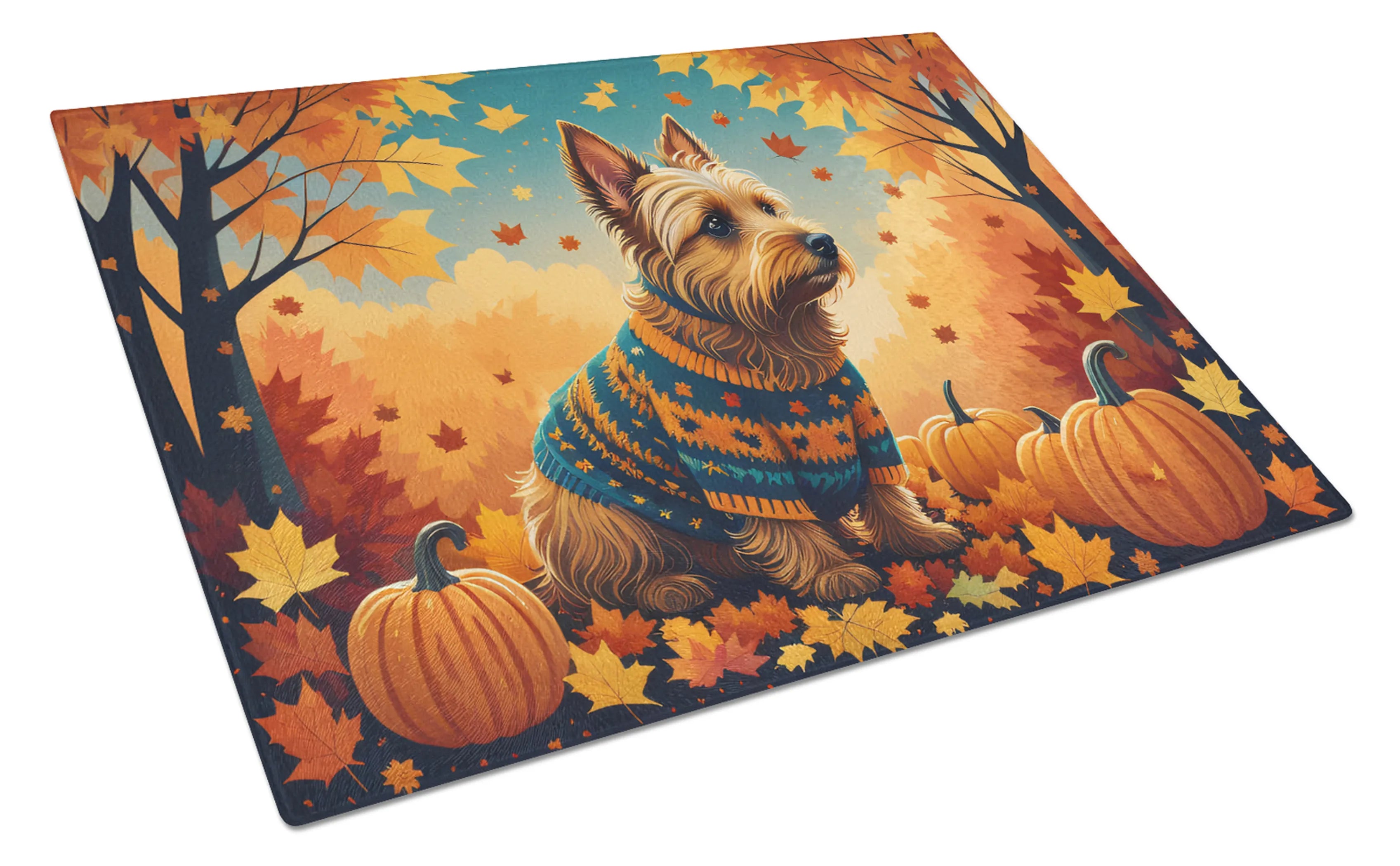 Autumn Leaves Glass Cutting Board - Size: LARGE | Pack Of: 1 | Collection name: Autumn leaves