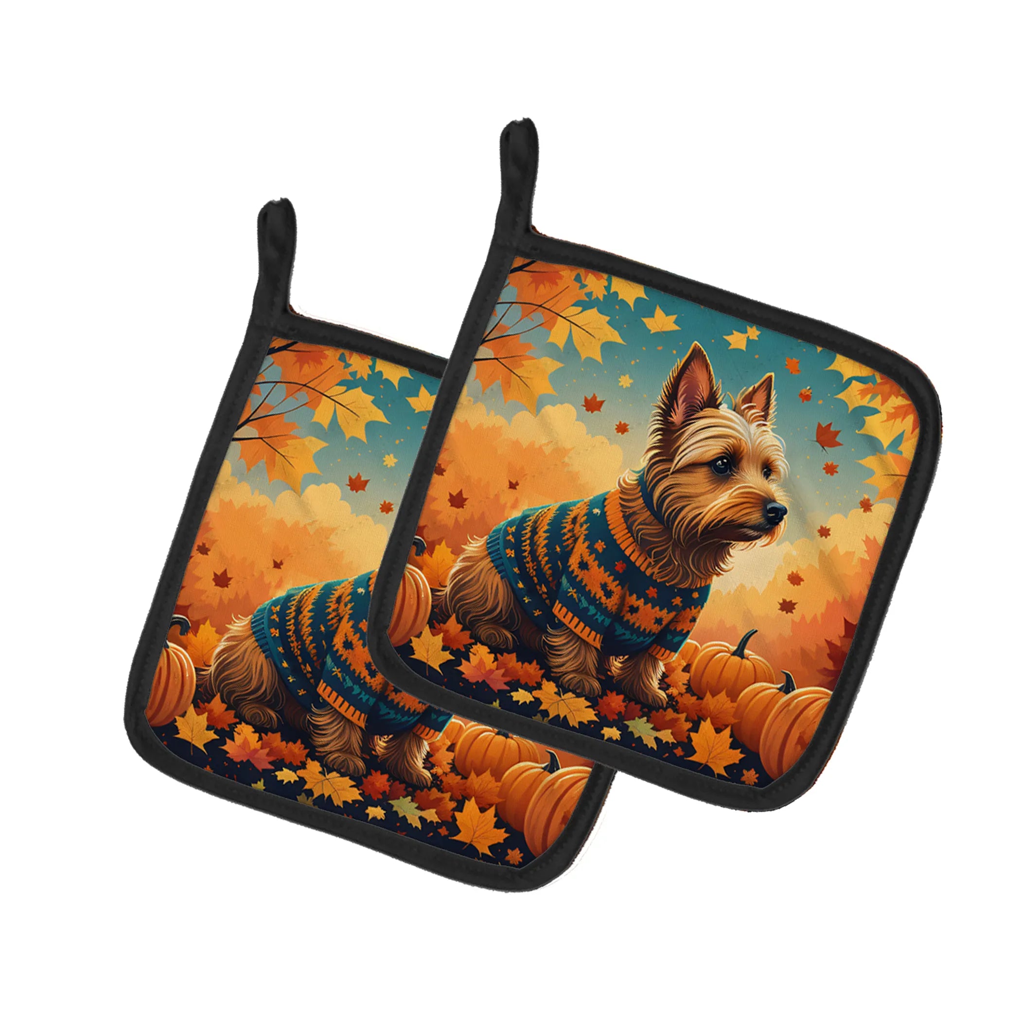 Autumn Leaves Pair of Pot Holders - Size: 7.5HX7.5W | Pack Of: 1 | Collection name: Autumn leaves