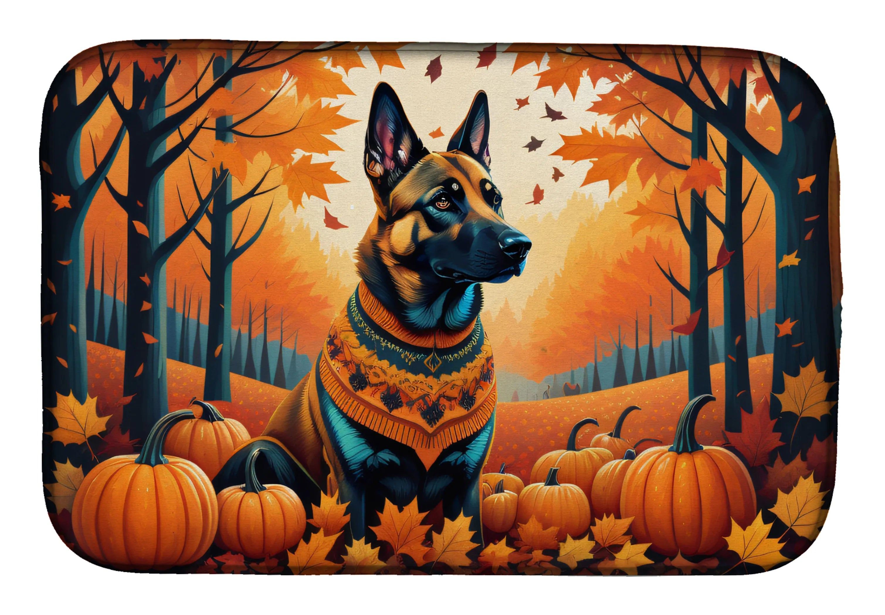 Autumn Leaves Dish Drying Mat - Size: 14  X 21" | Pack Of: 1 | Collection name: Autumn leaves