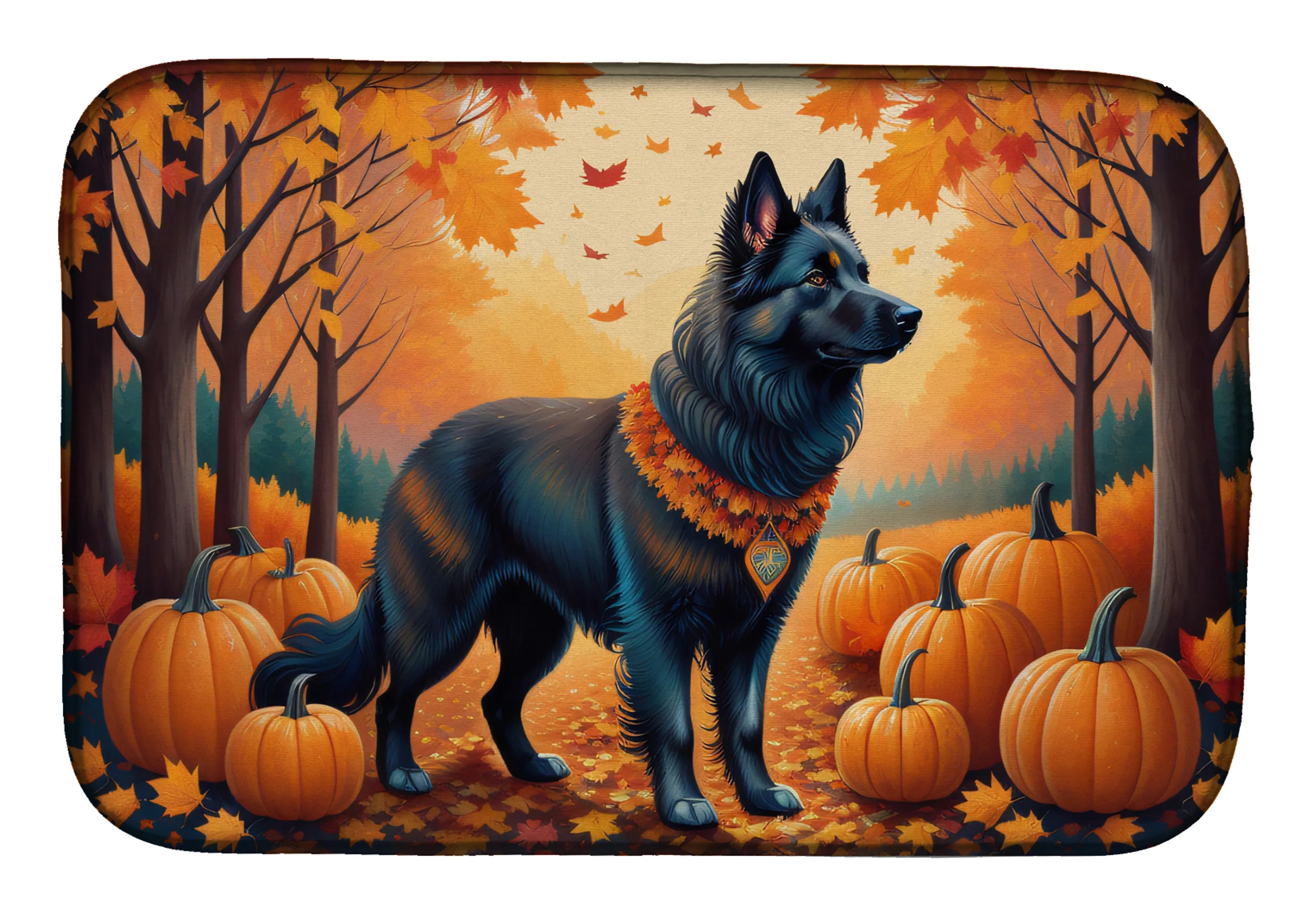 Autumn Leaves Dish Drying Mat - Size: 14  X 21" | Pack Of: 1 | Collection name: Autumn leaves