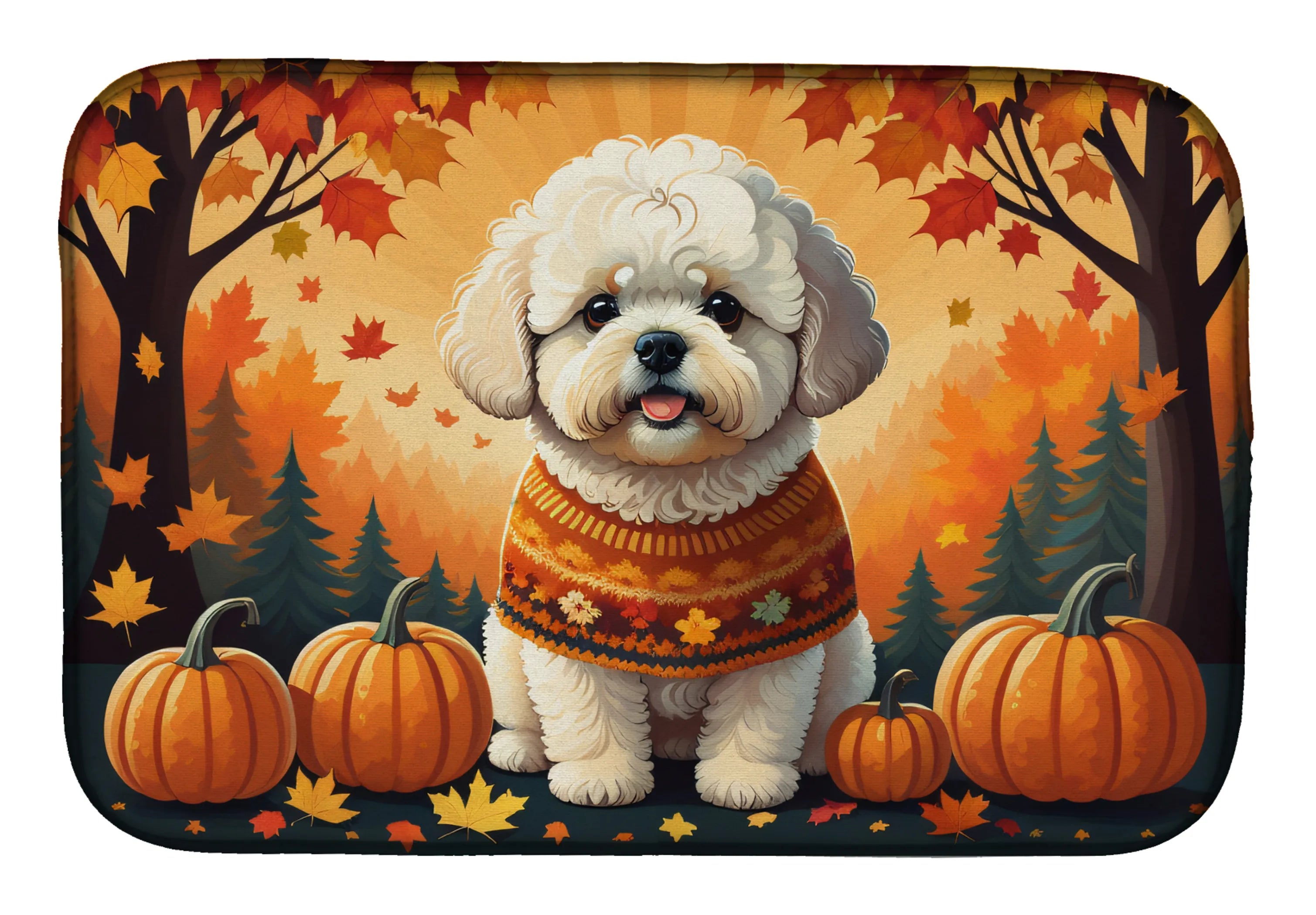 Autumn Leaves Dish Drying Mat - Size: 14  X 21" | Pack Of: 1 | Collection name: Autumn leaves