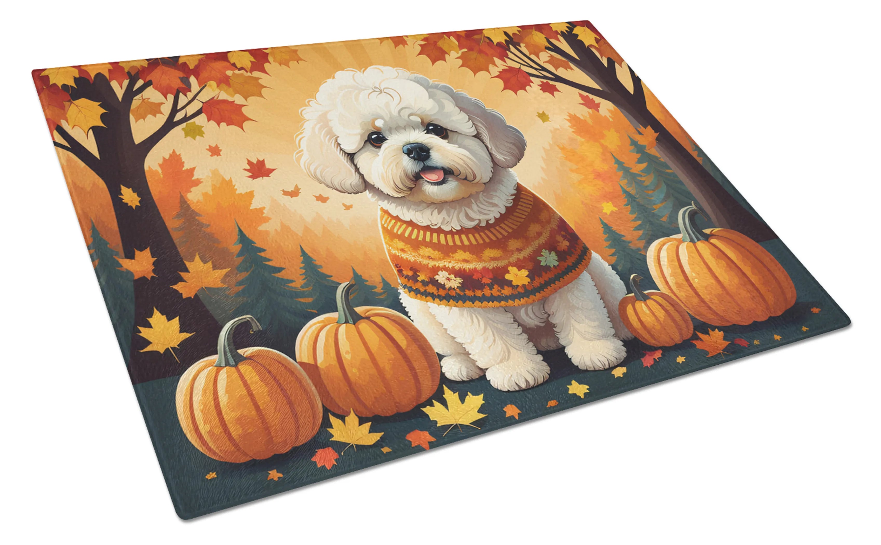 Autumn Leaves Glass Cutting Board - Size: LARGE | Pack Of: 1 | Collection name: Autumn leaves