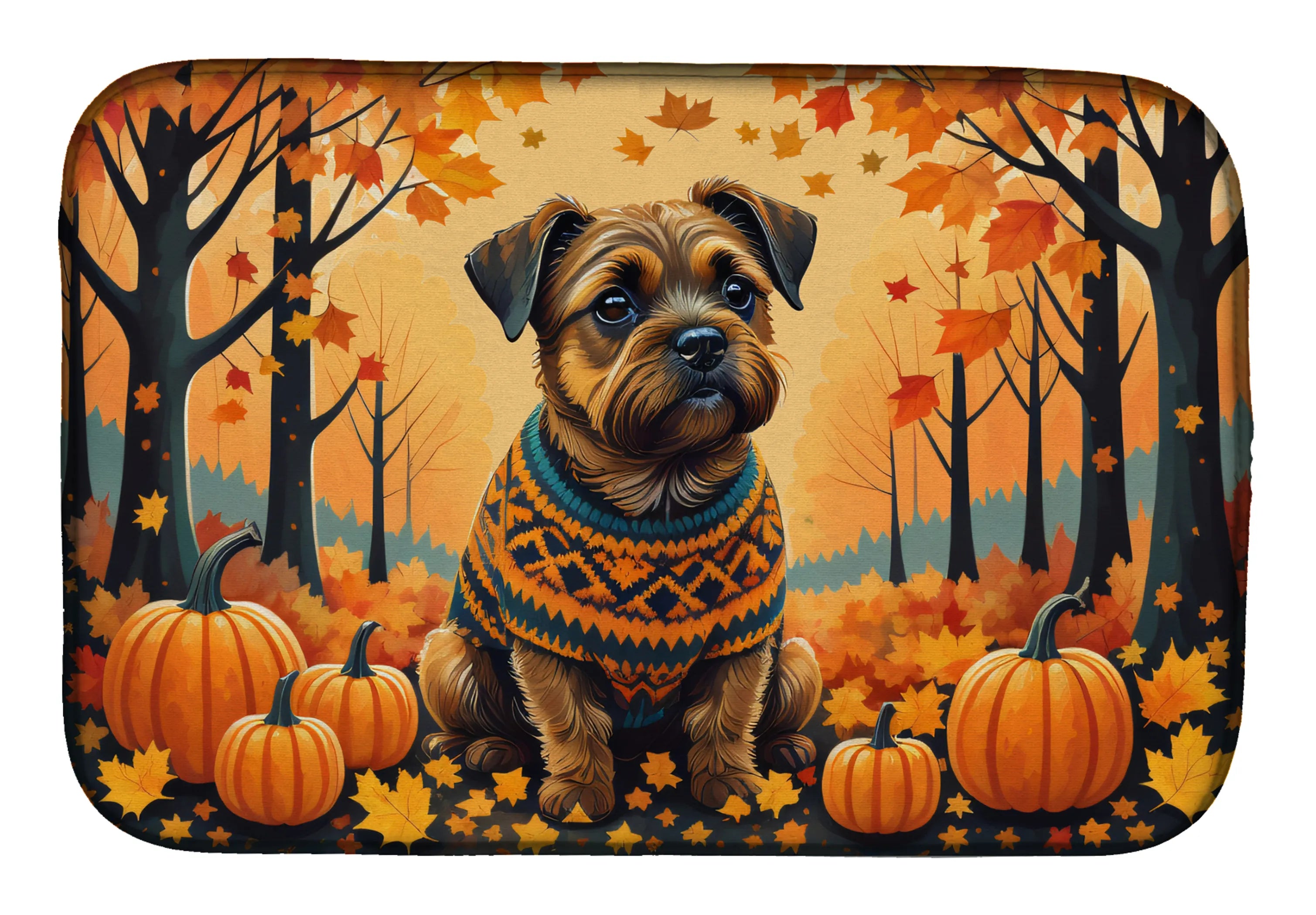 Autumn Leaves Dish Drying Mat - Size: 14  X 21" | Pack Of: 1 | Collection name: Autumn leaves