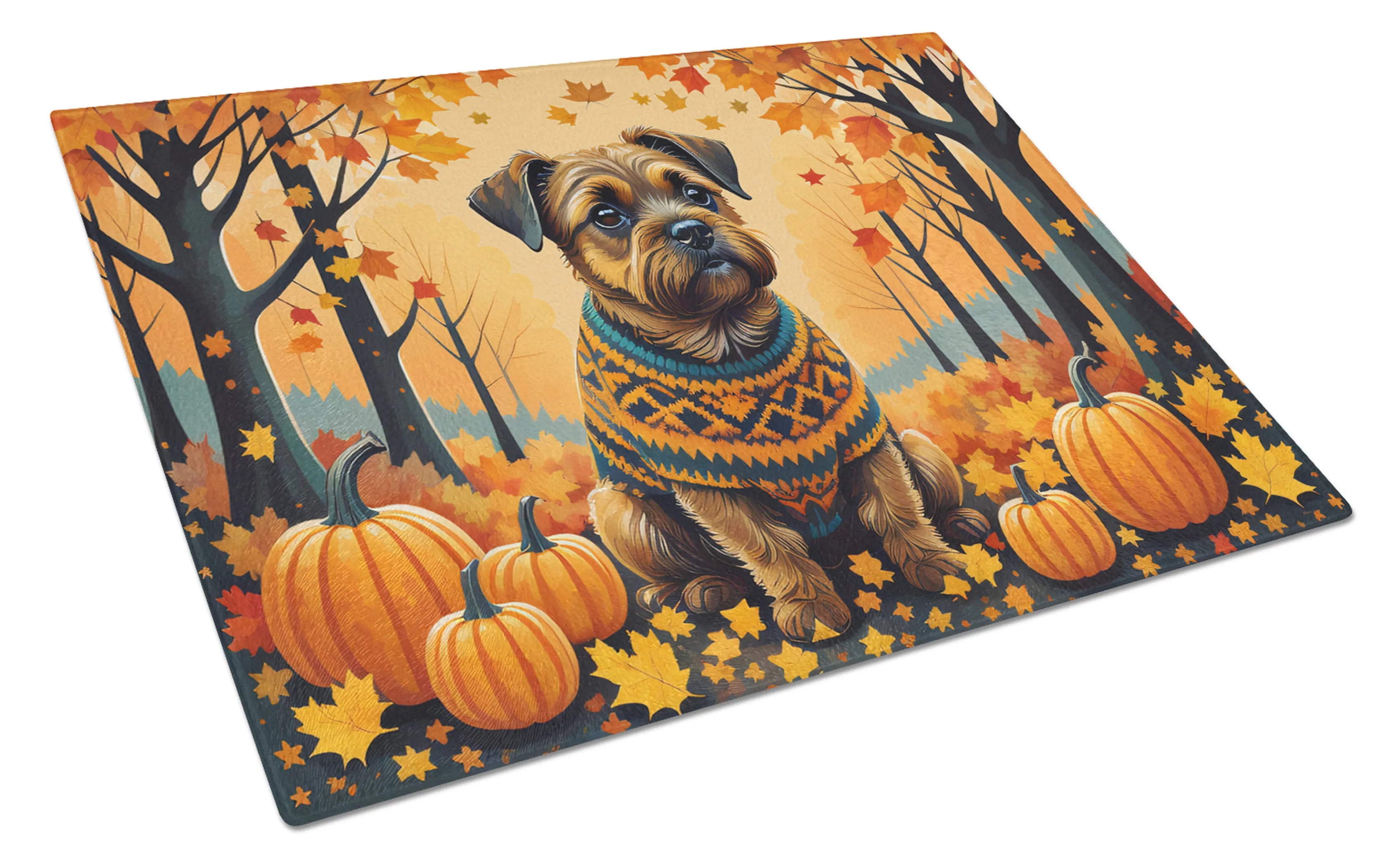 Autumn Leaves Glass Cutting Board - Size: LARGE | Pack Of: 1 | Collection name: Autumn leaves