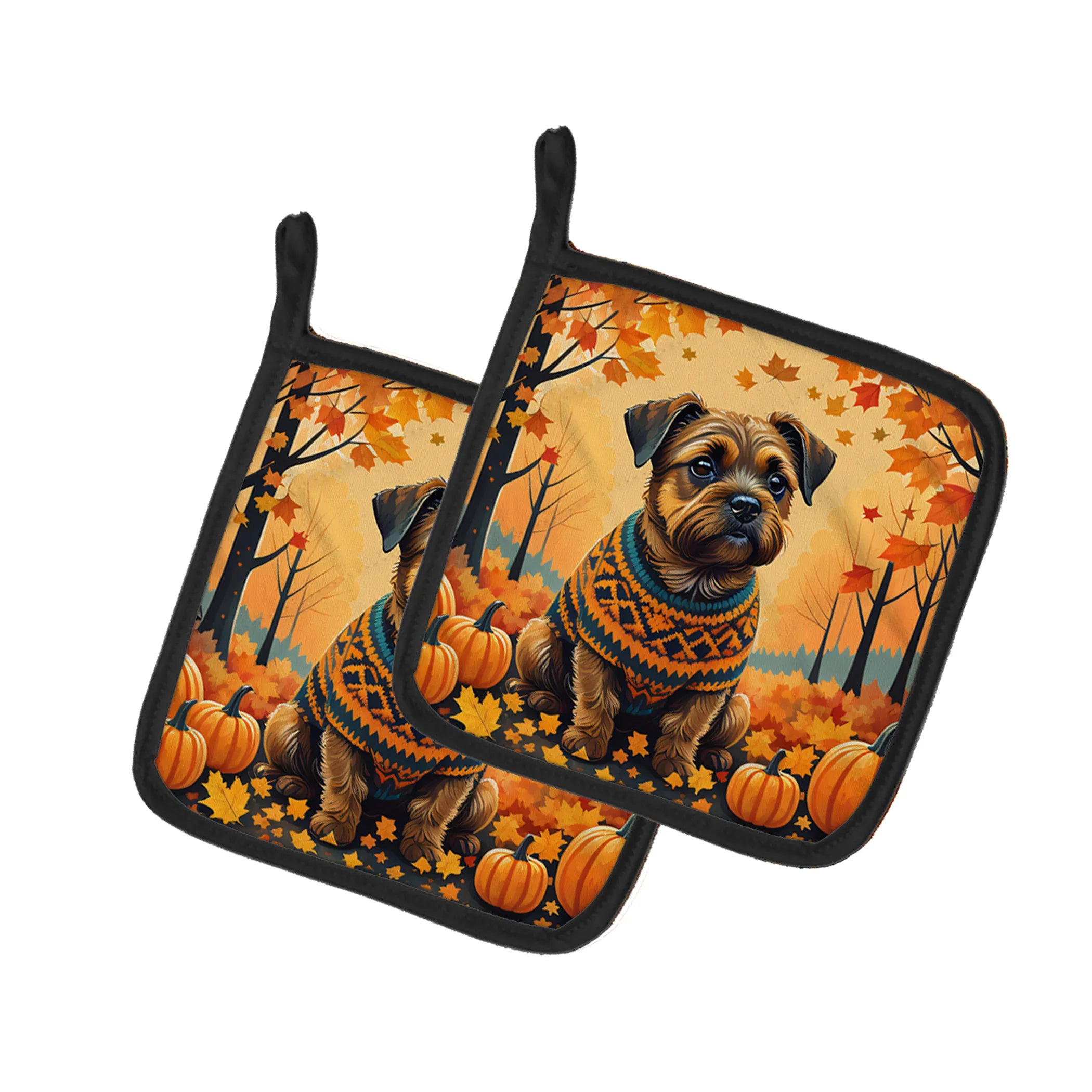 Autumn Leaves Pair of Pot Holders - Size: 7.5HX7.5W | Pack Of: 1 | Collection name: Autumn leaves