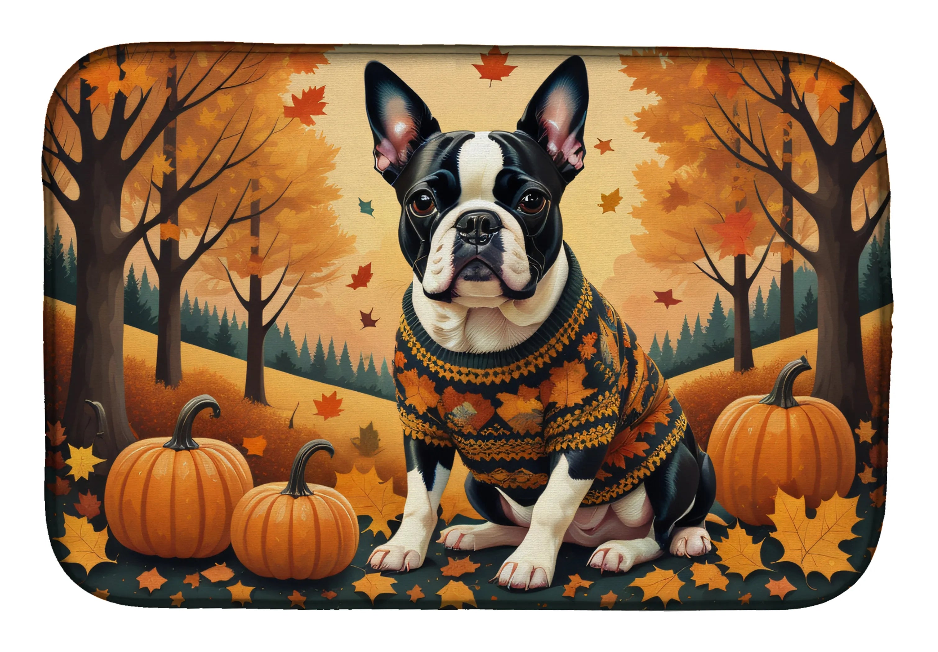 Autumn Leaves Dish Drying Mat - Size: 14  X 21" | Pack Of: 1 | Collection name: Autumn leaves