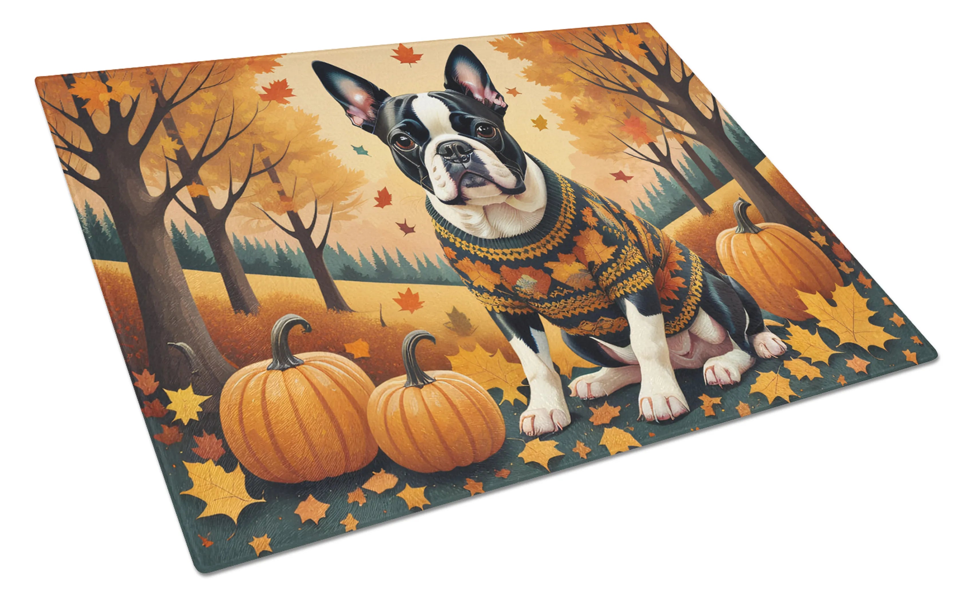 Autumn Leaves Glass Cutting Board - Size: LARGE | Pack Of: 1 | Collection name: Autumn leaves