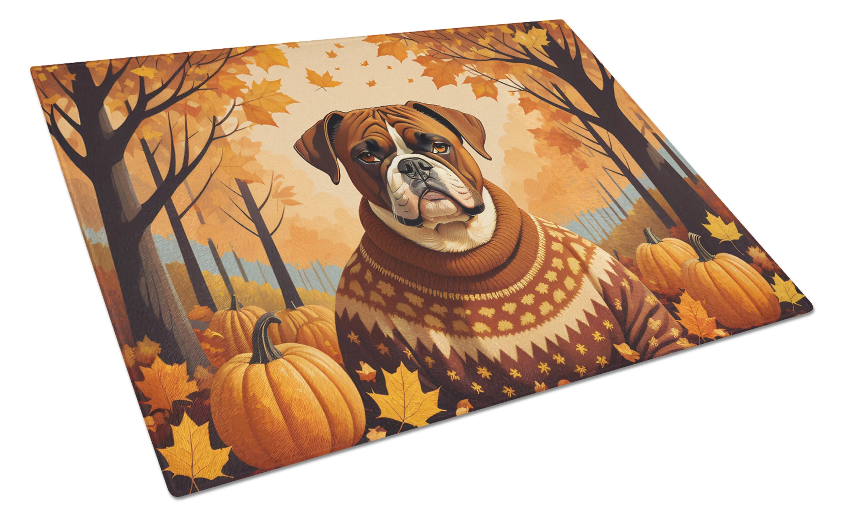 Autumn Leaves Glass Cutting Board - Size: LARGE | Pack Of: 1 | Collection name: Autumn leaves