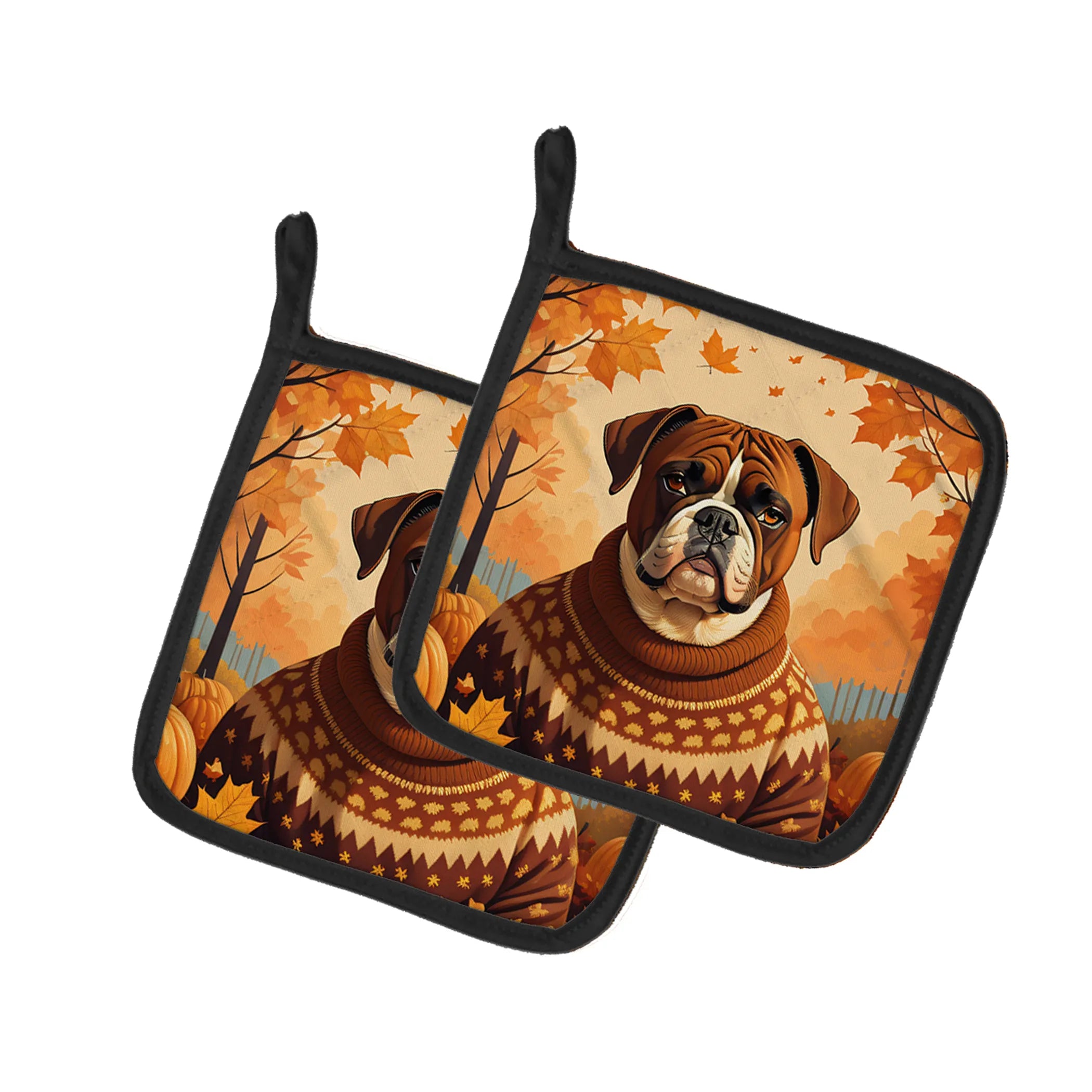 Autumn Leaves Pair of Pot Holders - Size: 7.5HX7.5W | Pack Of: 1 | Collection name: Autumn leaves