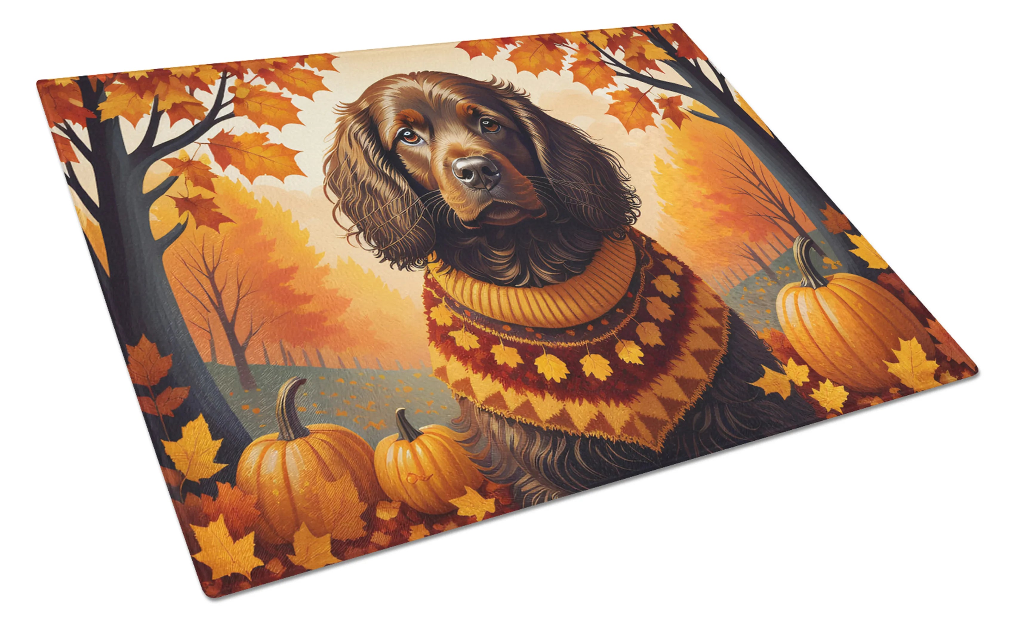 Autumn Leaves Glass Cutting Board - Size: LARGE | Pack Of: 1 | Collection name: Autumn leaves