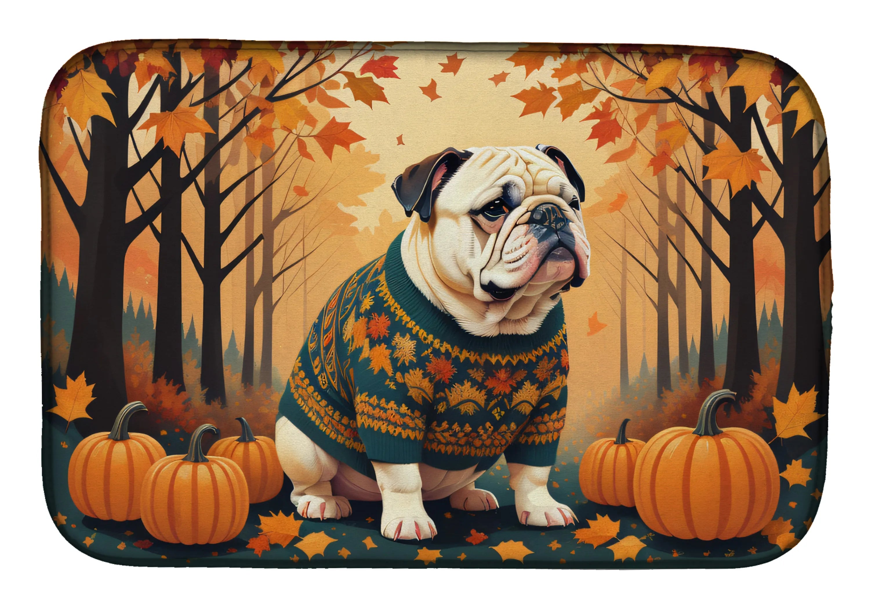 Autumn Leaves Dish Drying Mat - Size: 14  X 21" | Pack Of: 1 | Collection name: Autumn leaves