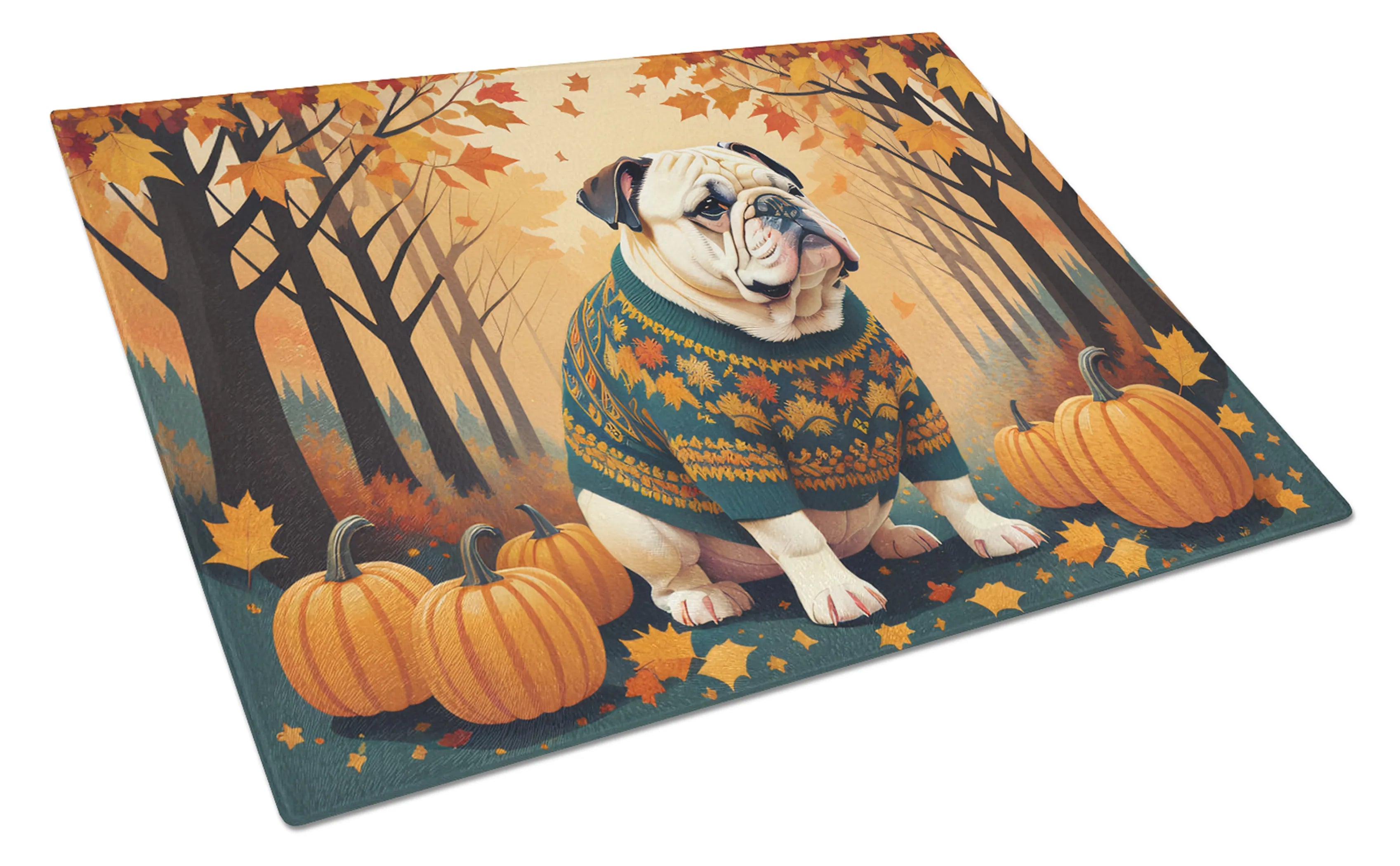 Autumn Leaves Glass Cutting Board - Size: LARGE | Pack Of: 1 | Collection name: Autumn leaves
