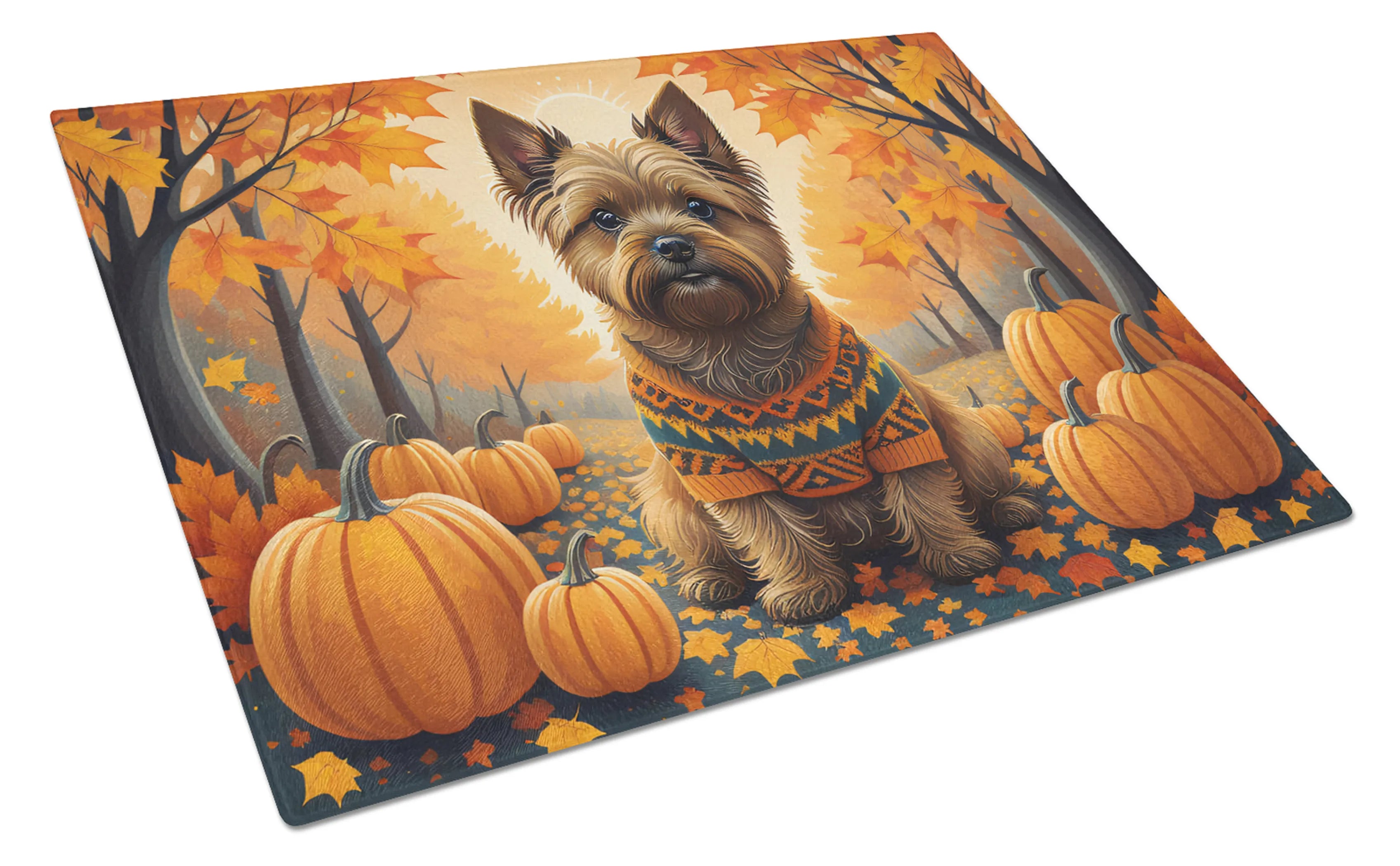 Autumn Leaves Glass Cutting Board - Size: LARGE | Pack Of: 1 | Collection name: Autumn leaves