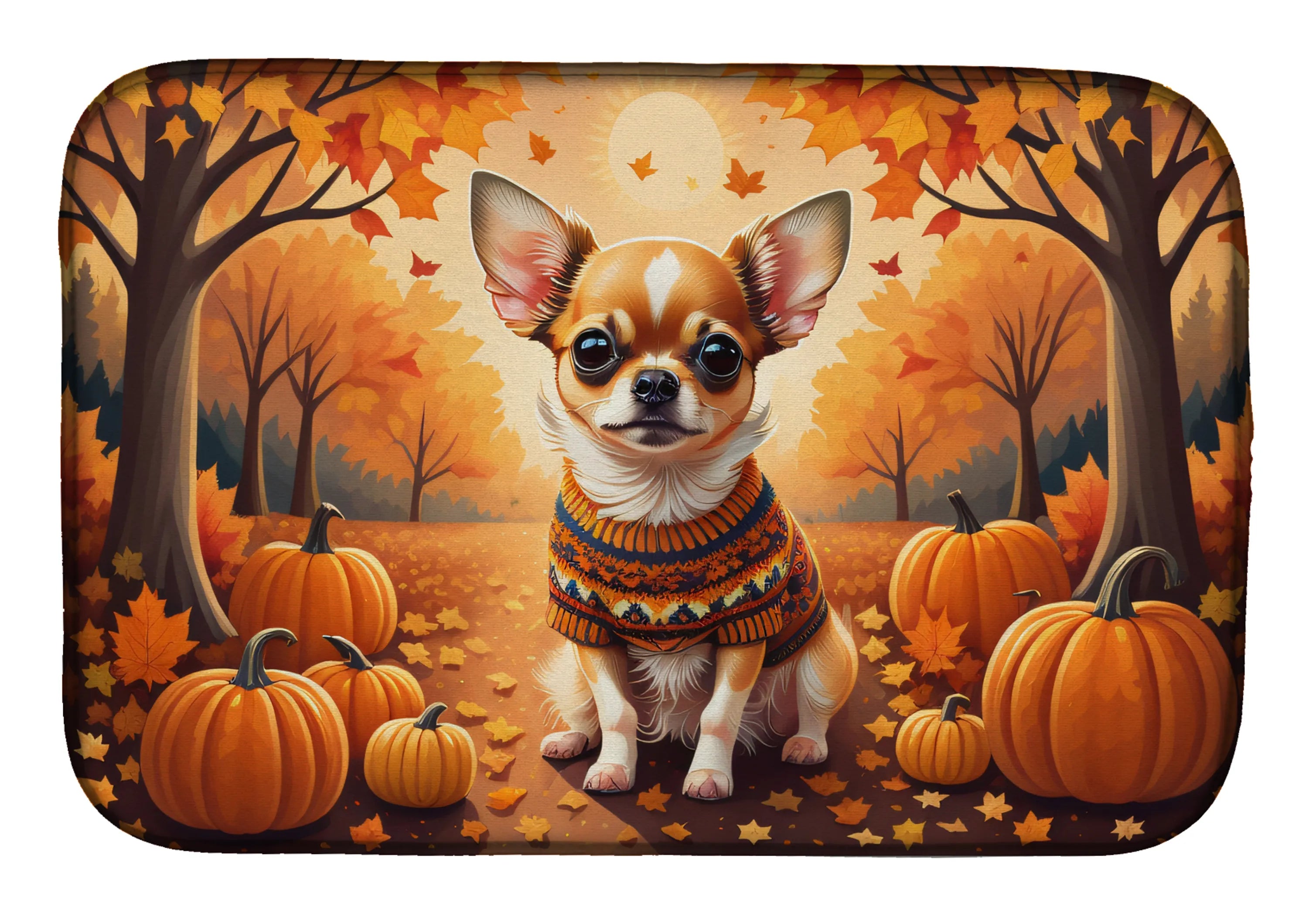 Autumn Leaves Dish Drying Mat - Size: 14  X 21" | Pack Of: 1 | Collection name: Autumn leaves