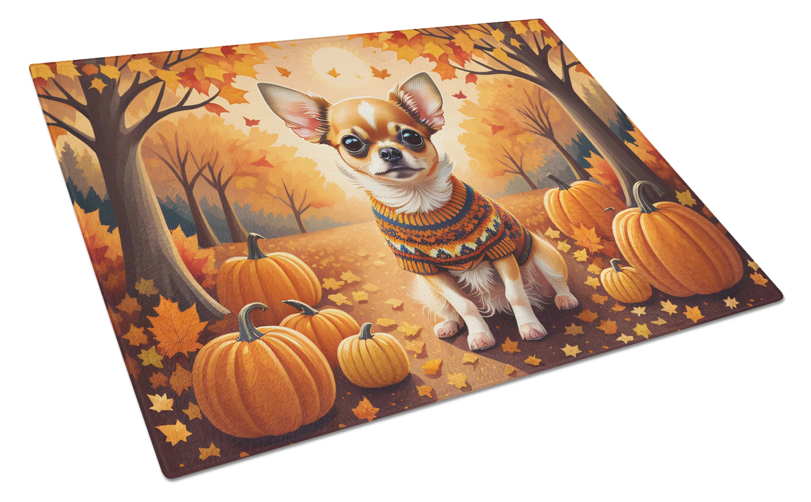 Autumn Leaves Glass Cutting Board - Size: LARGE | Pack Of: 1 | Collection name: Autumn leaves