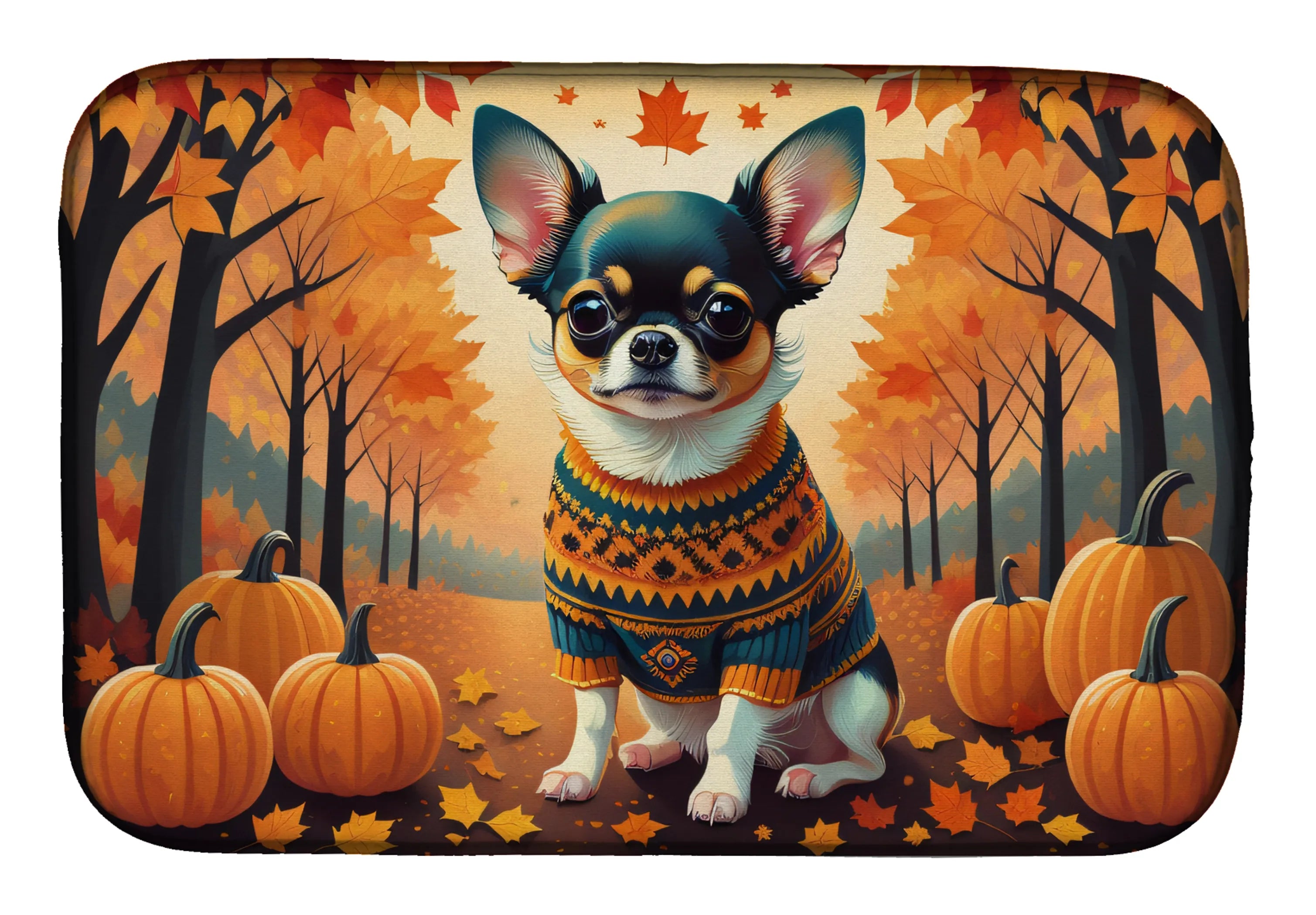 Autumn Leaves Dish Drying Mat - Size: 14  X 21" | Pack Of: 1 | Collection name: Autumn leaves