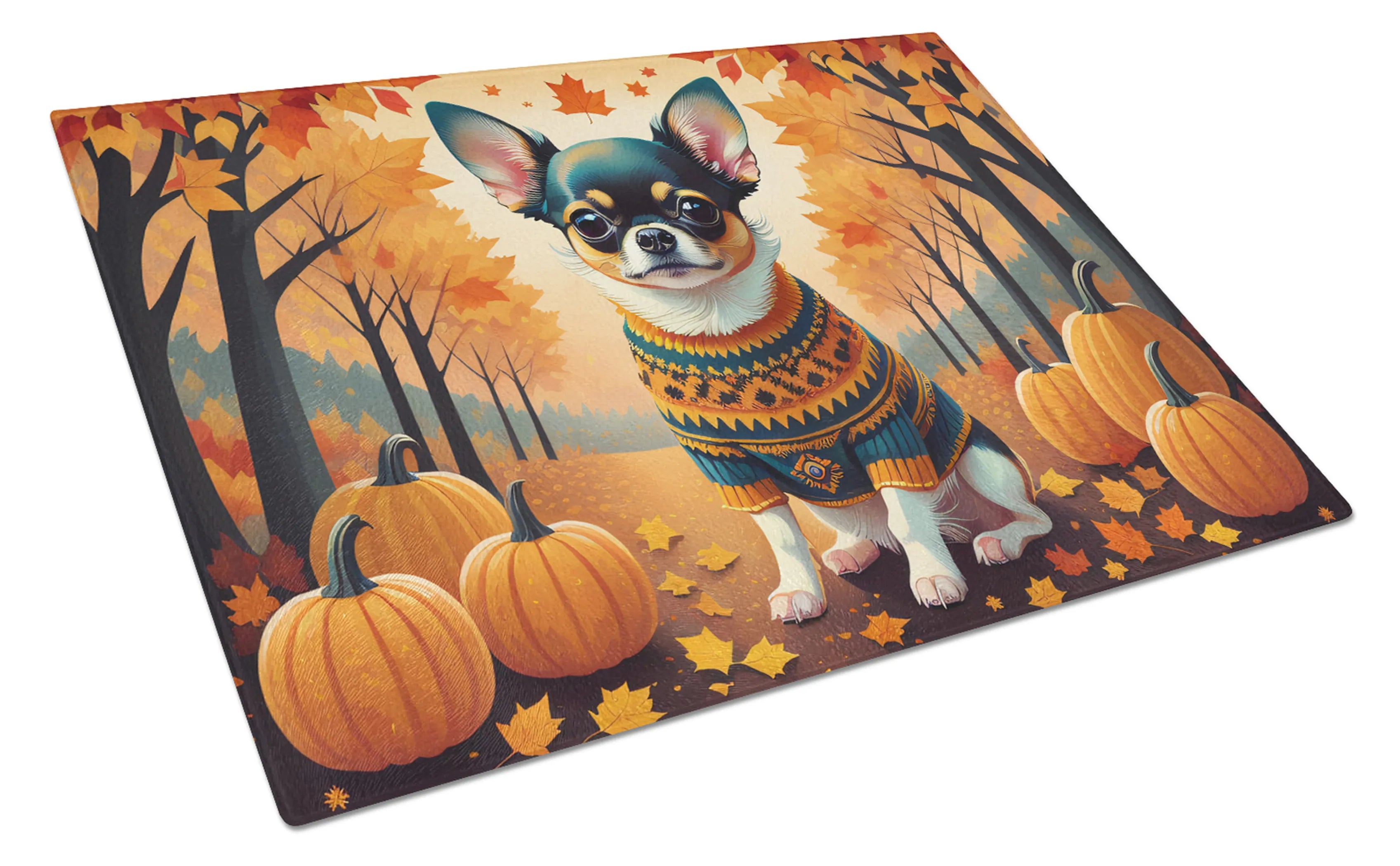 Autumn Leaves Glass Cutting Board - Size: LARGE | Pack Of: 1 | Collection name: Autumn leaves