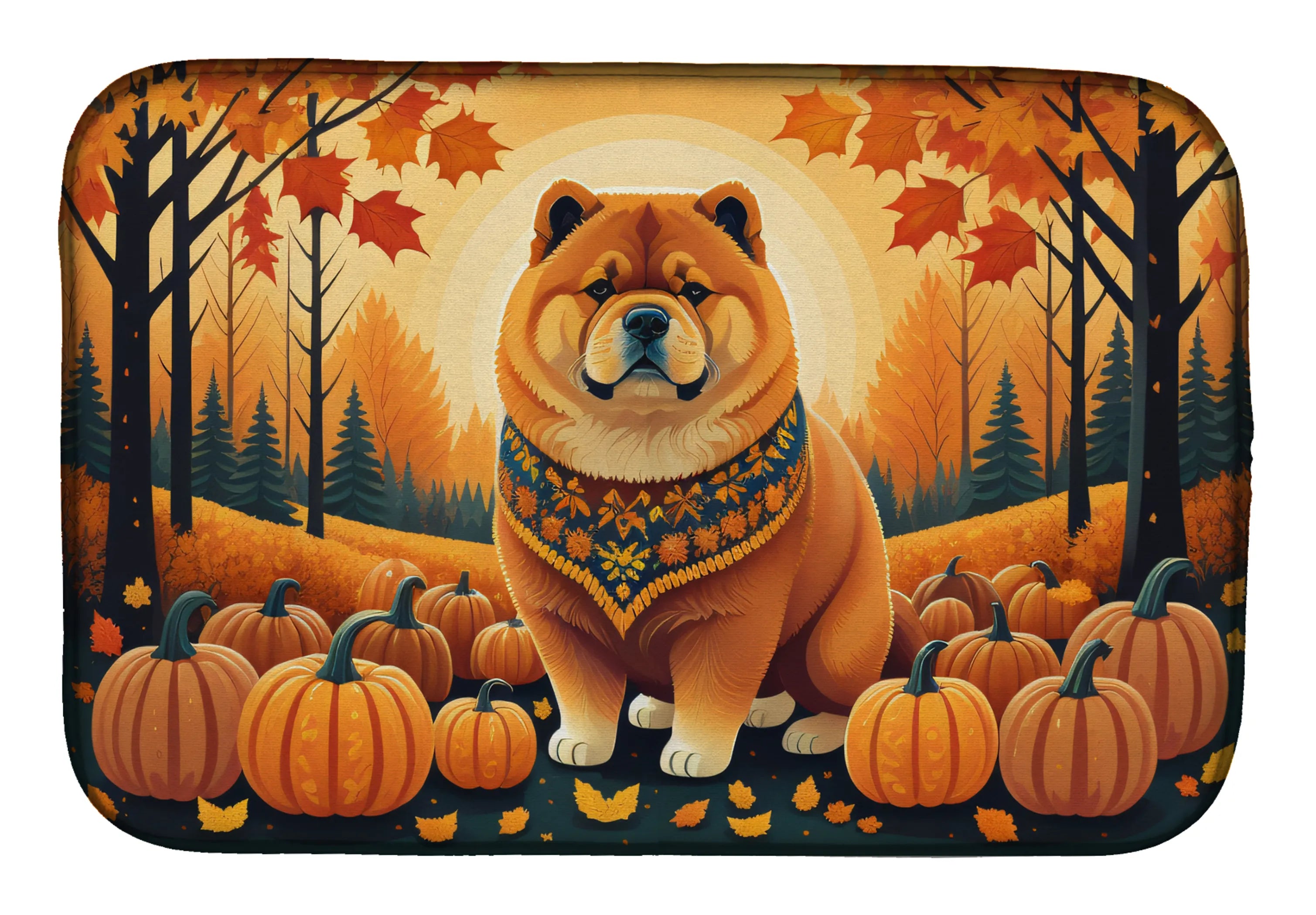 Autumn Leaves Dish Drying Mat - Size: 14  X 21" | Pack Of: 1 | Collection name: Autumn leaves
