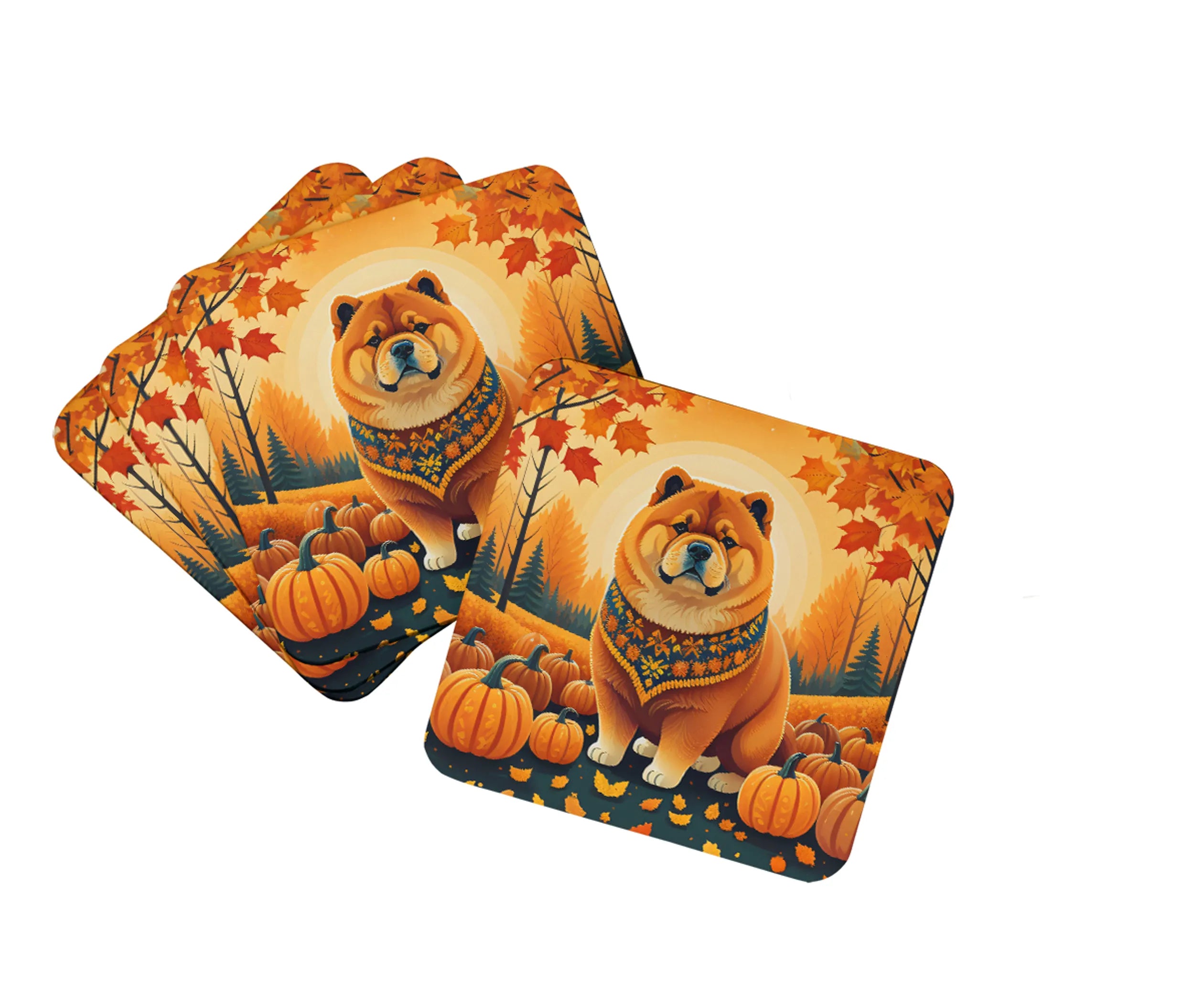 Autumn Leaves Foam Coasters - Size: 3.5 | Pack Of: 1 | Collection name: Autumn leaves
