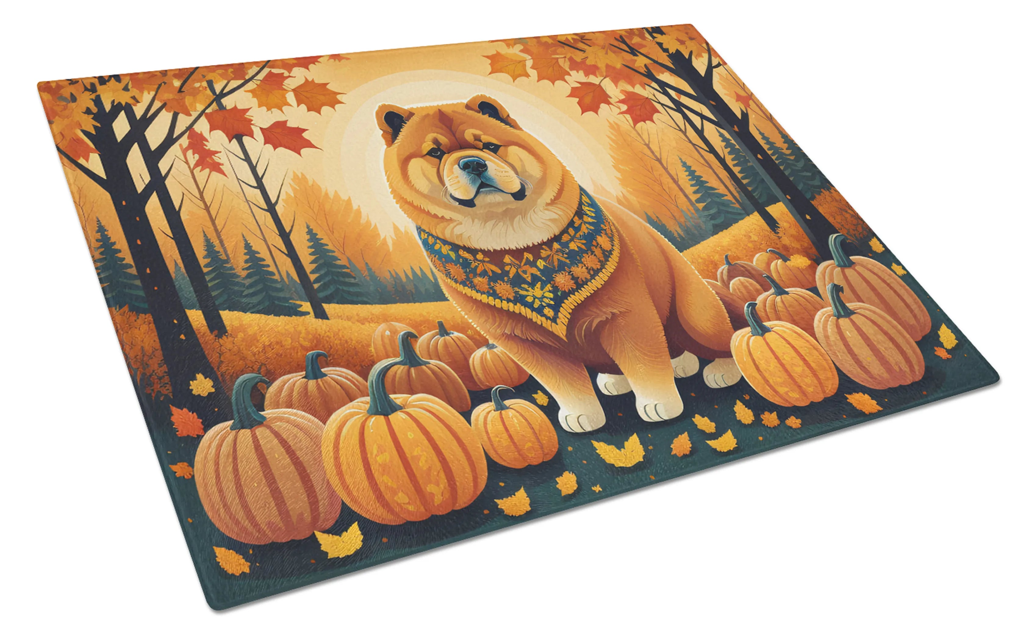 Autumn Leaves Glass Cutting Board - Size: LARGE | Pack Of: 1 | Collection name: Autumn leaves