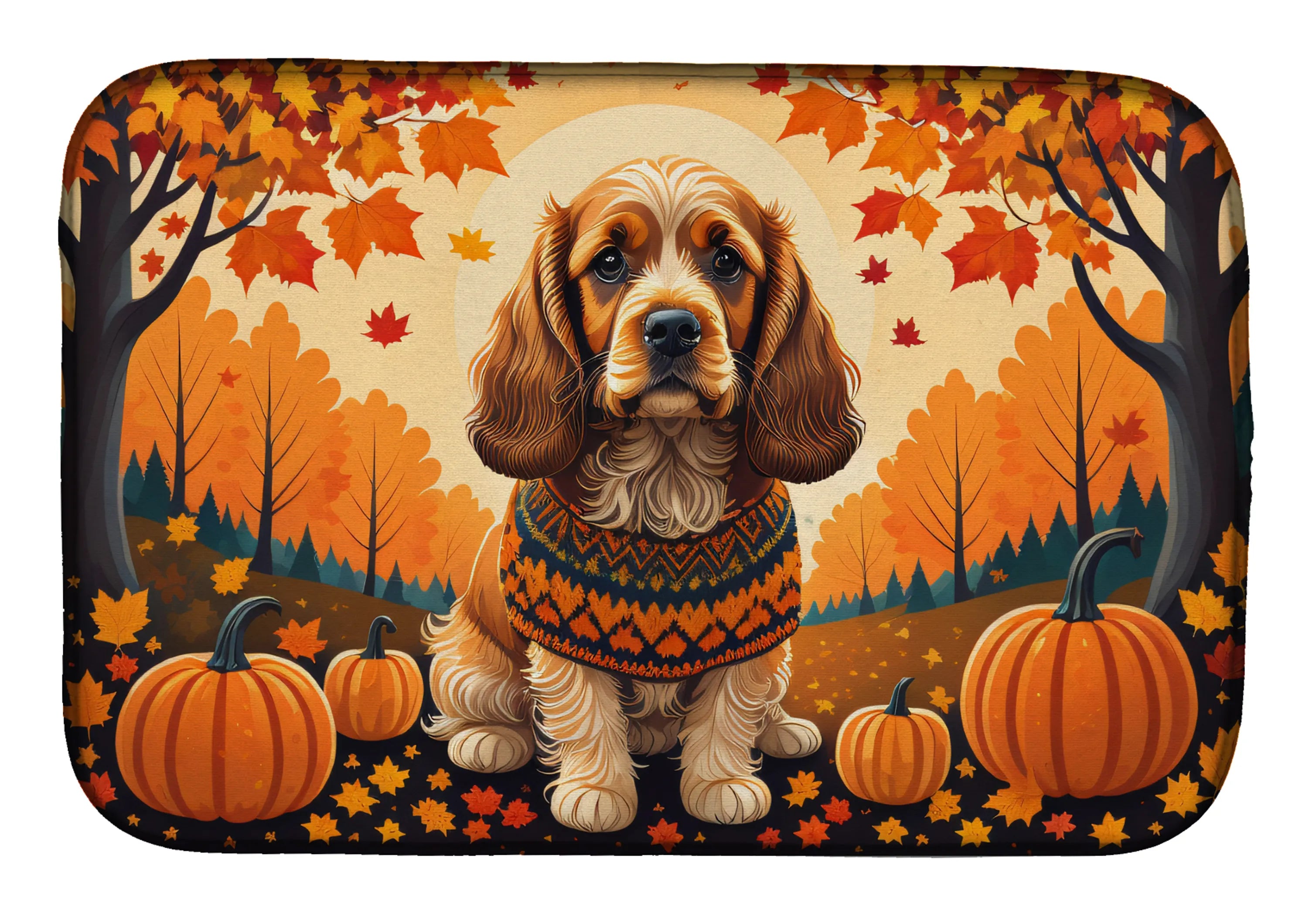 Autumn Leaves Dish Drying Mat - Size: 14  X 21" | Pack Of: 1 | Collection name: Autumn leaves