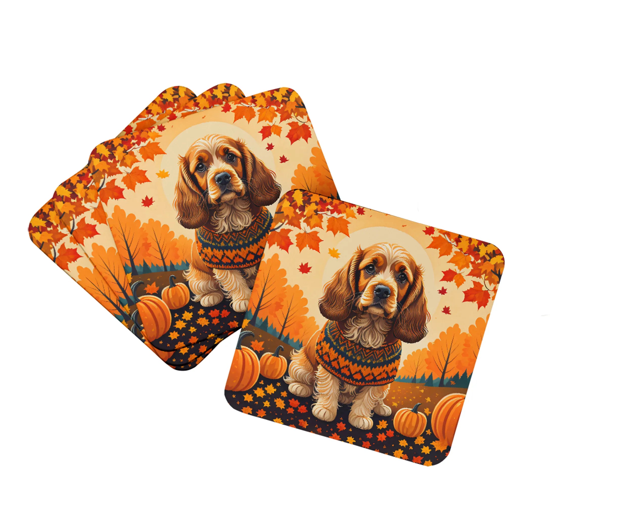 Autumn Leaves Foam Coasters - Size: 3.5 | Pack Of: 1 | Collection name: Autumn leaves