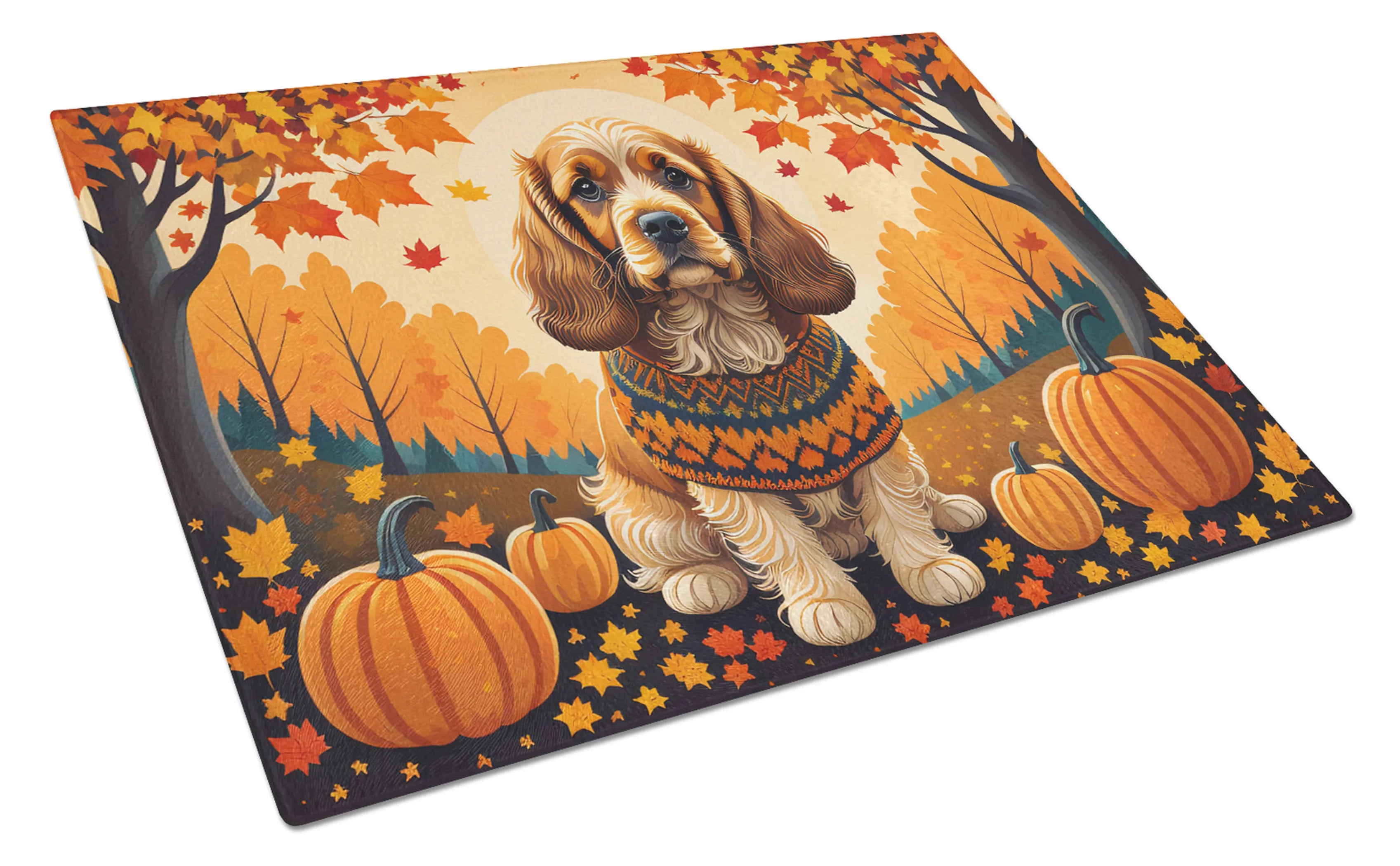 Autumn Leaves Glass Cutting Board - Size: LARGE | Pack Of: 1 | Collection name: Autumn leaves