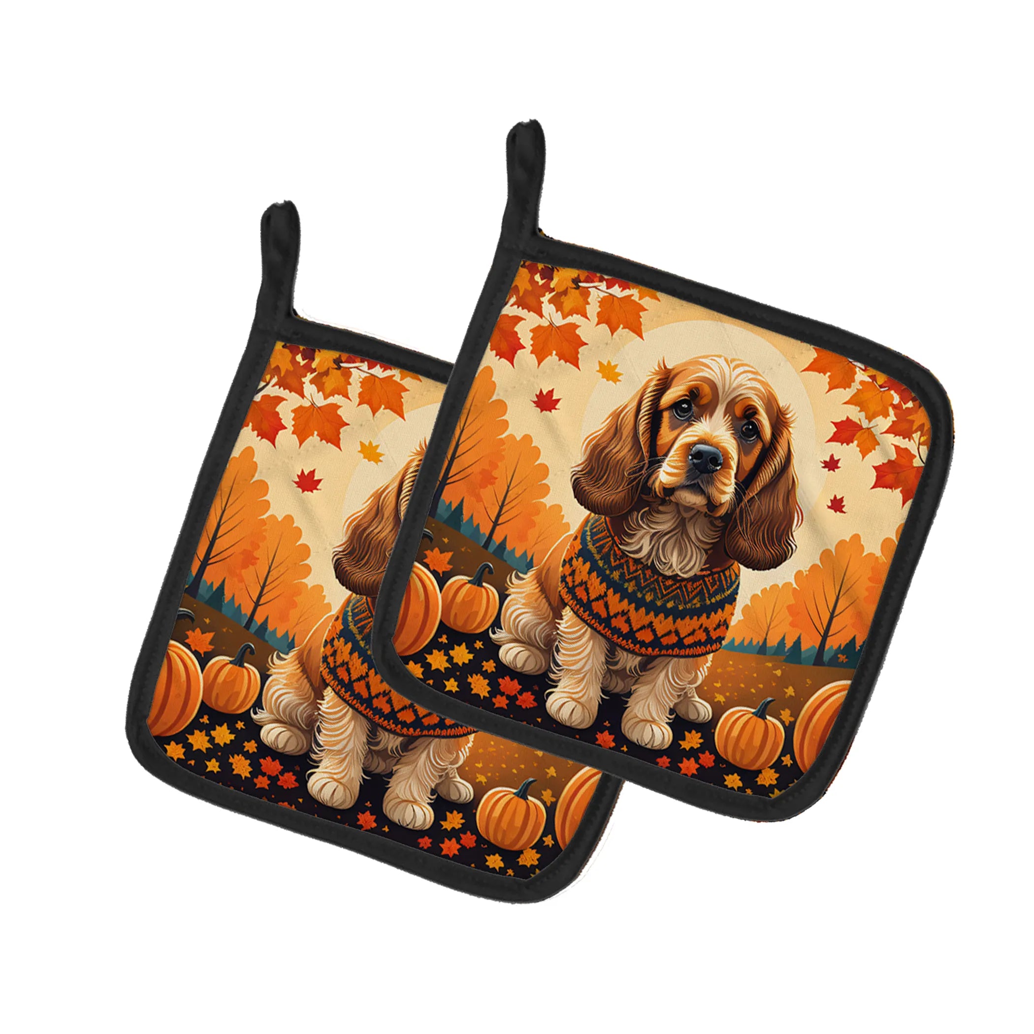 Autumn Leaves Pair of Pot Holders - Size: 7.5HX7.5W | Pack Of: 1 | Collection name: Autumn leaves