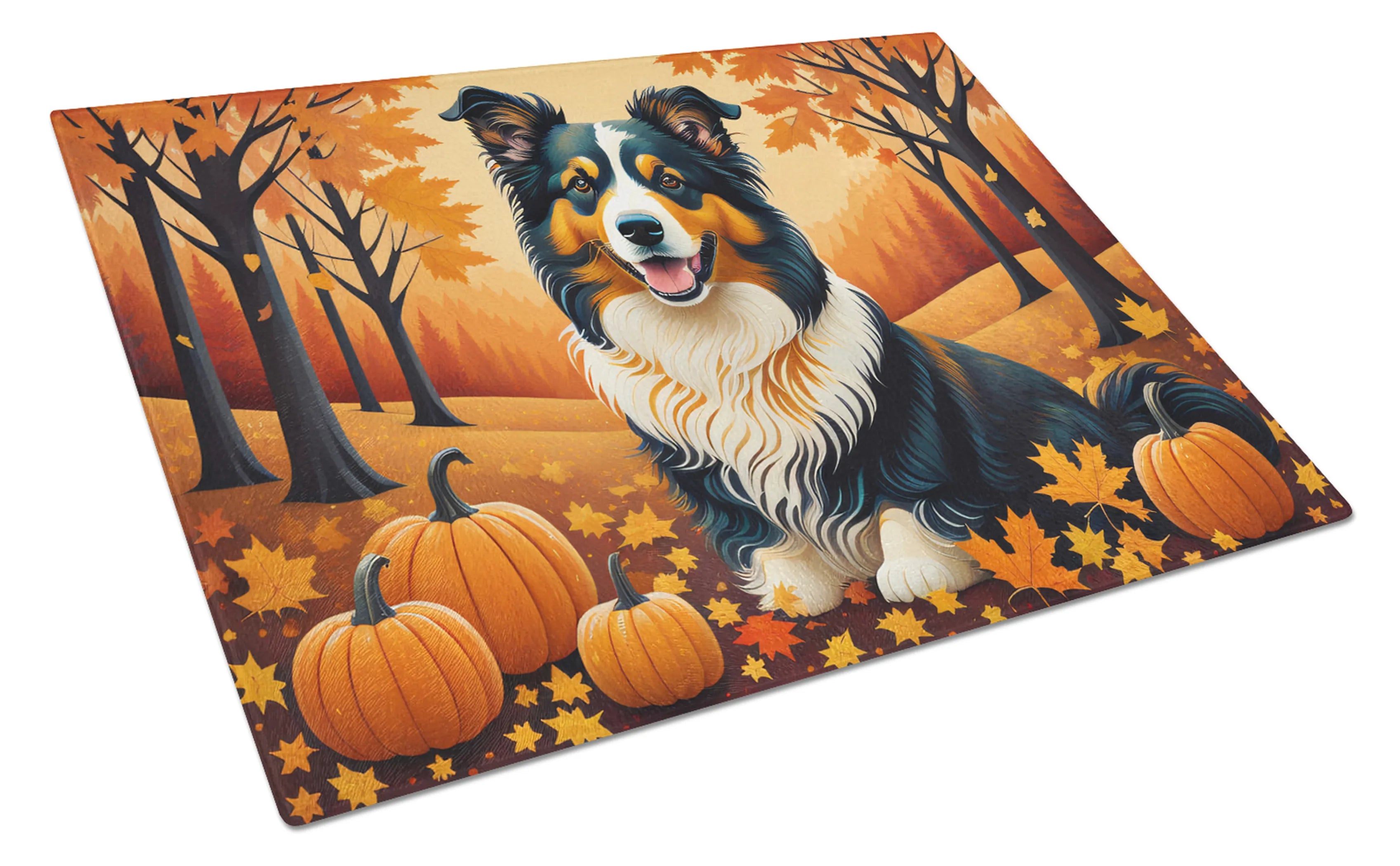 Autumn Leaves Glass Cutting Board - Size: LARGE | Pack Of: 1 | Collection name: Autumn leaves
