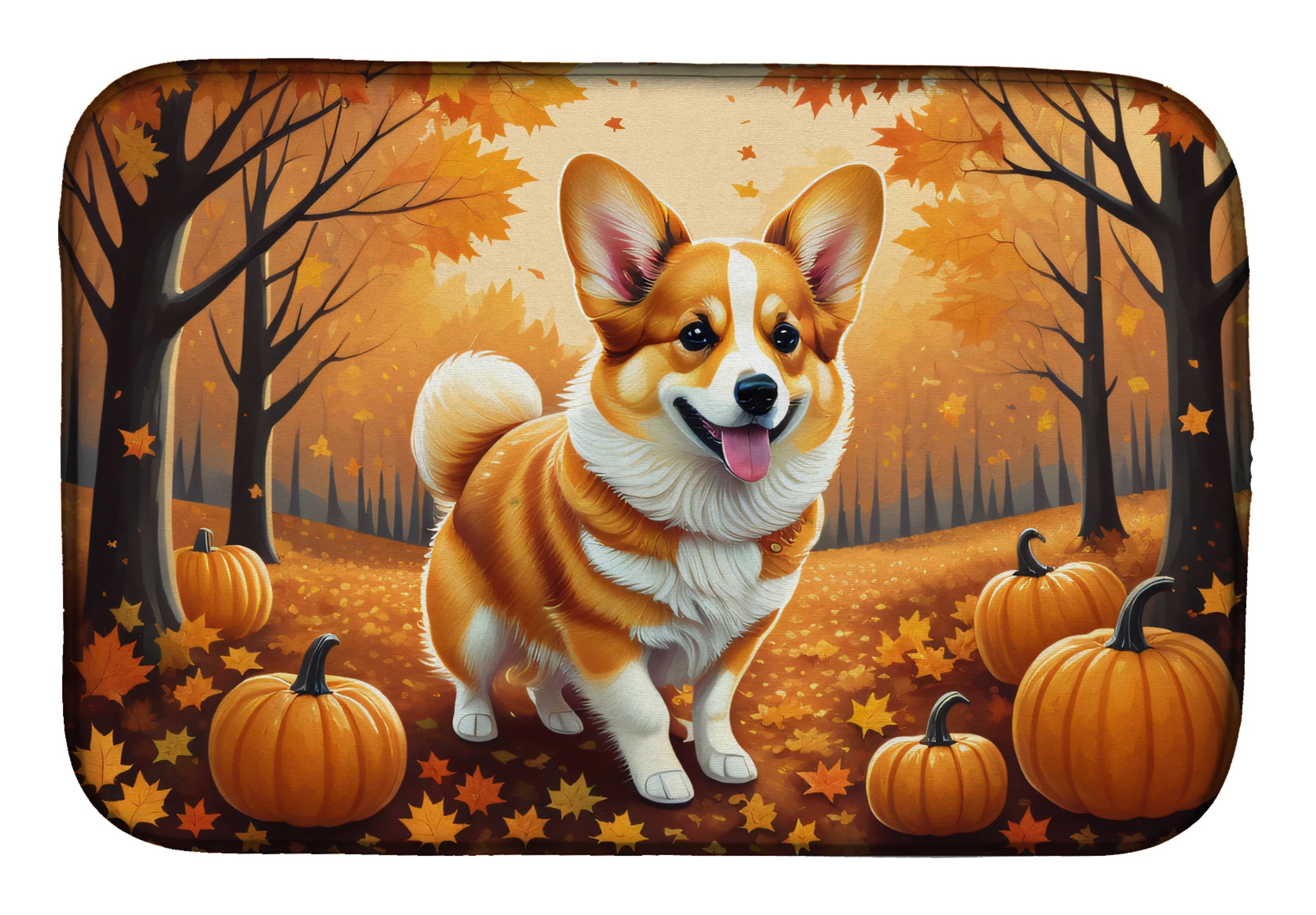 Autumn Leaves Dish Drying Mat - Size: 14  X 21" | Pack Of: 1 | Collection name: Autumn leaves