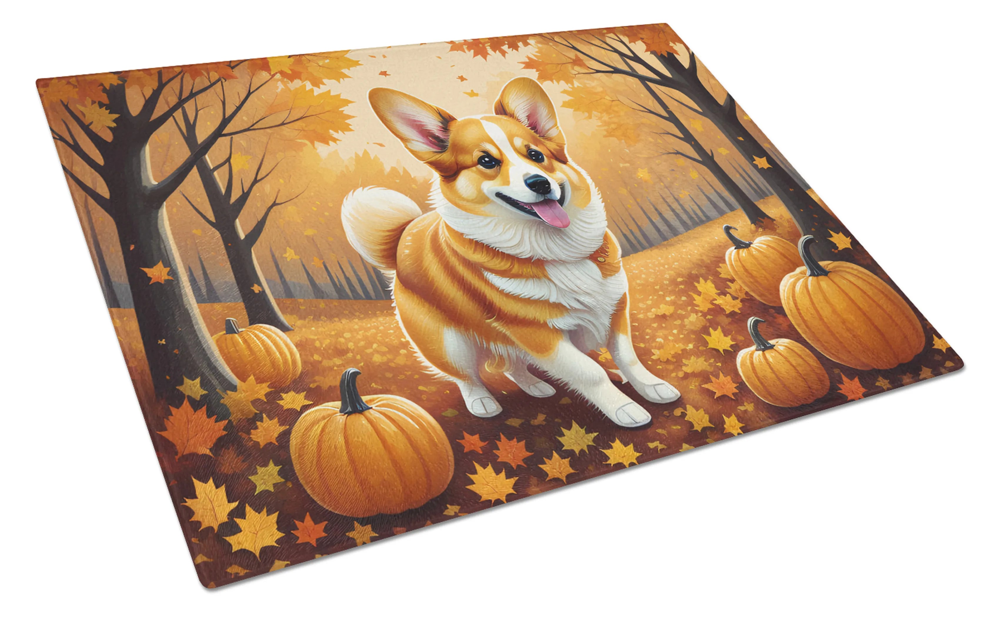 Autumn Leaves Glass Cutting Board - Size: LARGE | Pack Of: 1 | Collection name: Autumn leaves