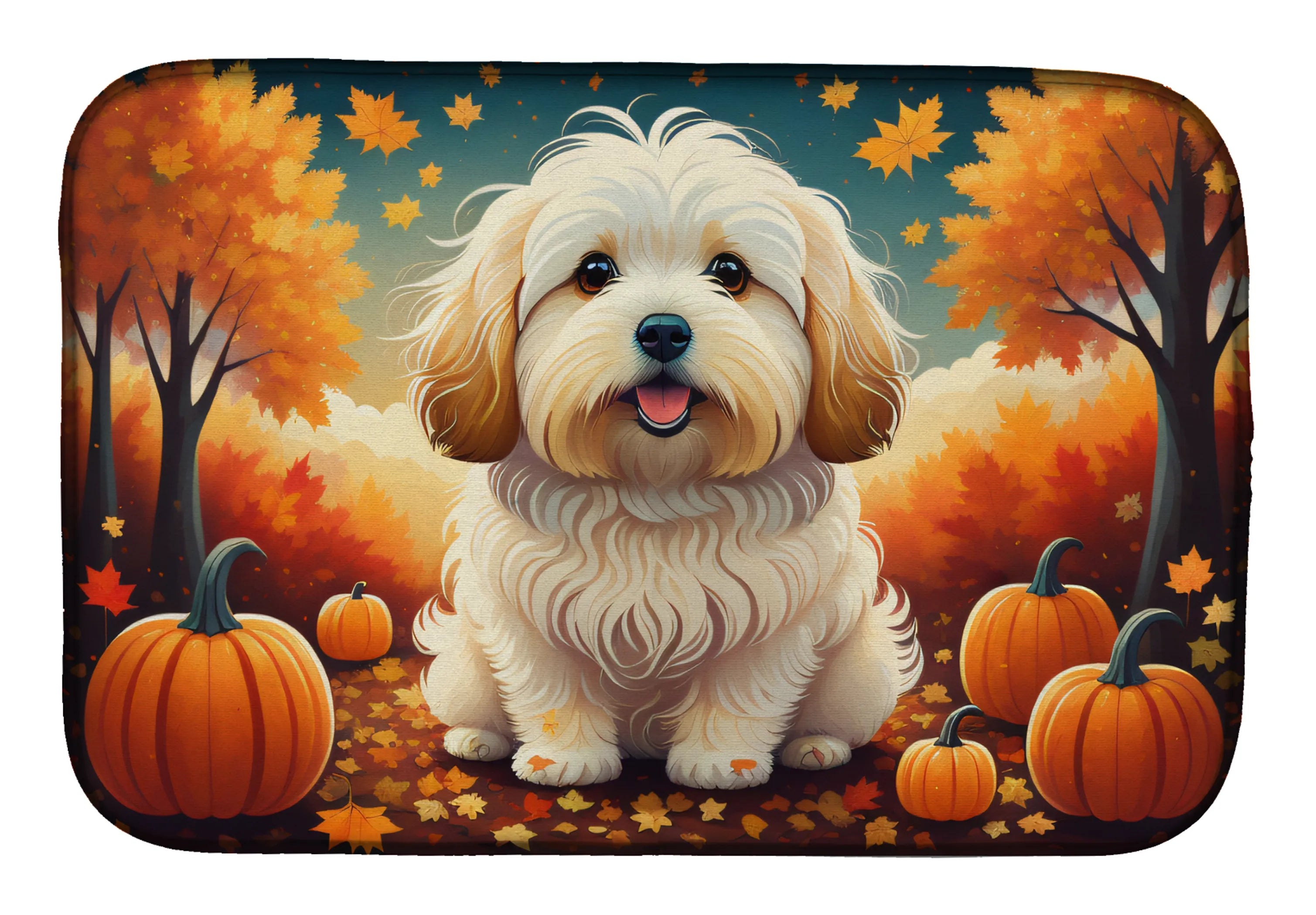 Autumn Leaves Dish Drying Mat - Size: 14  X 21" | Pack Of: 1 | Collection name: Autumn leaves