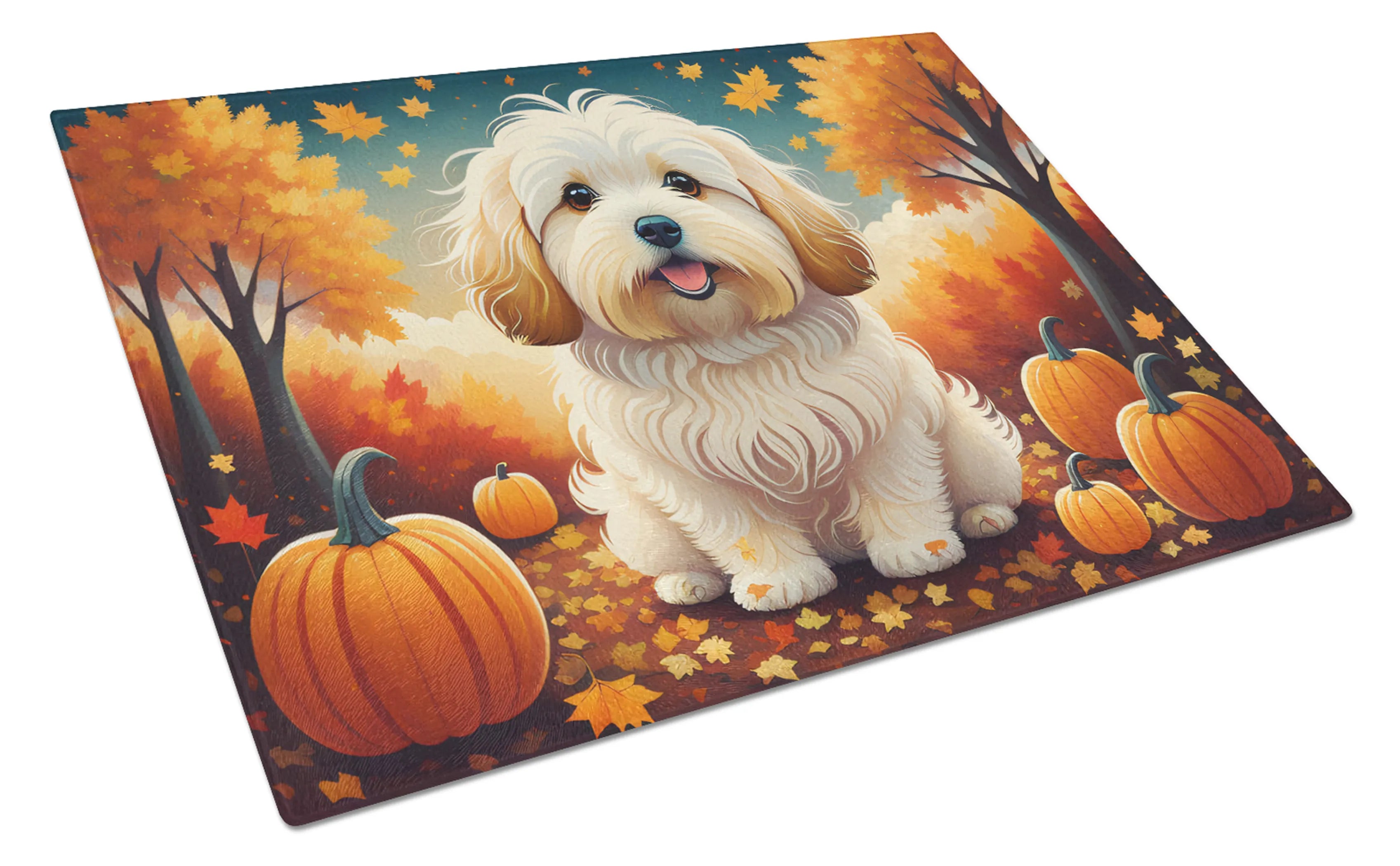 Autumn Leaves Glass Cutting Board - Size: LARGE | Pack Of: 1 | Collection name: Autumn leaves