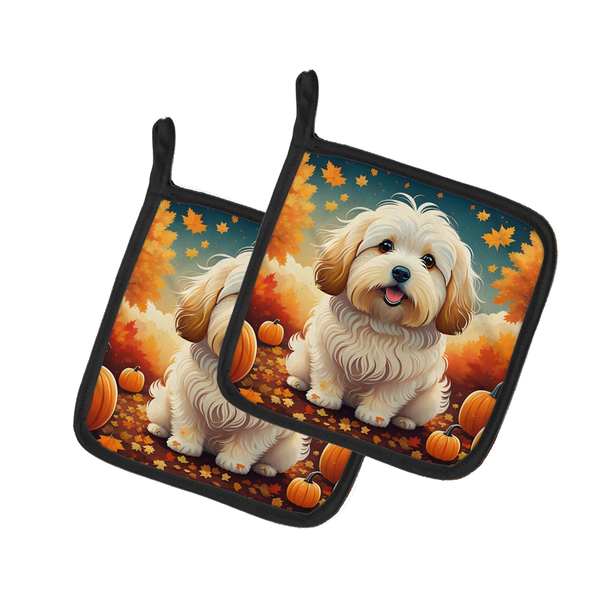 Autumn Leaves Pair of Pot Holders - Size: 7.5HX7.5W | Pack Of: 1 | Collection name: Autumn leaves