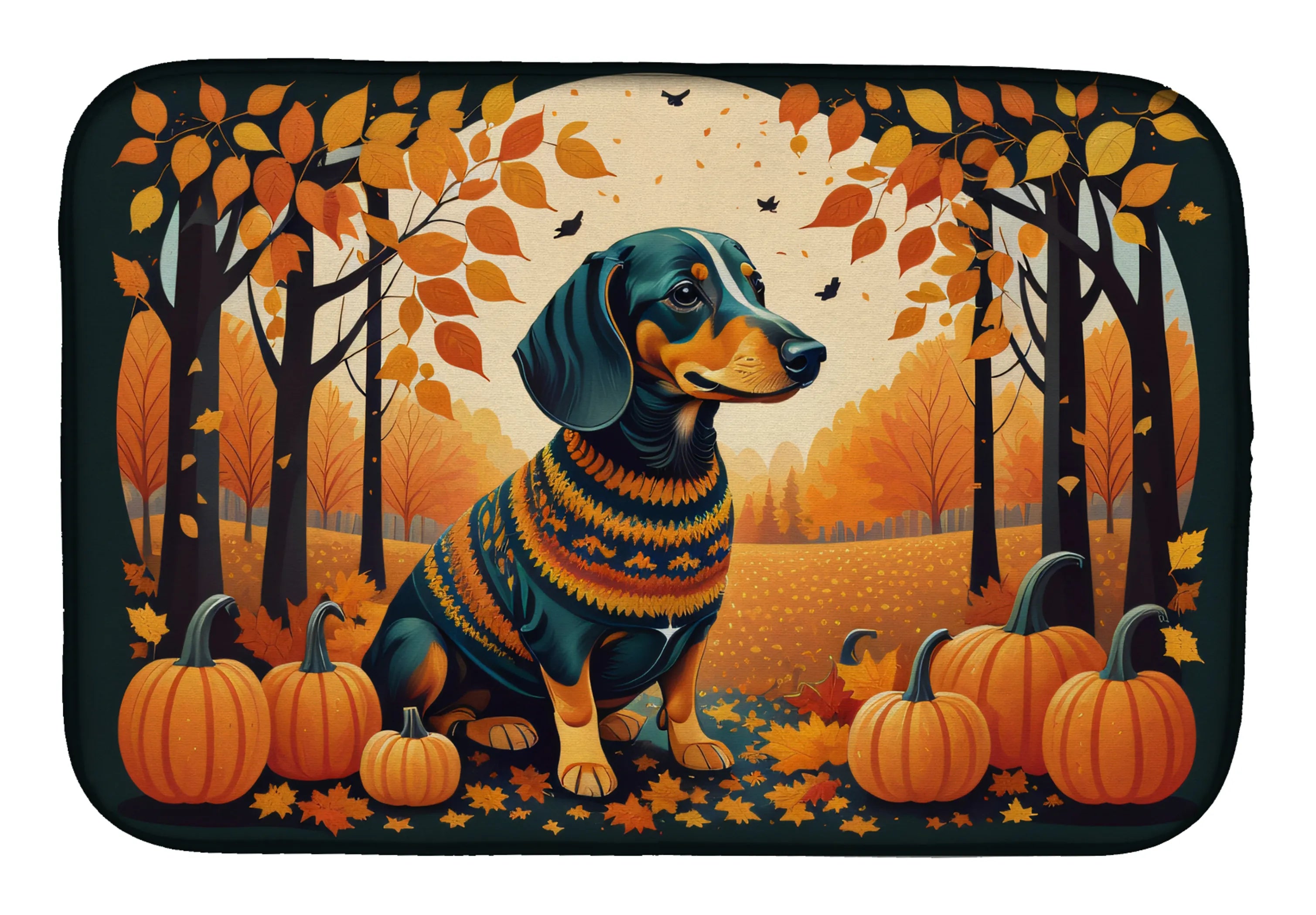 Autumn Leaves Dish Drying Mat - Size: 14  X 21" | Pack Of: 1 | Collection name: Autumn leaves
