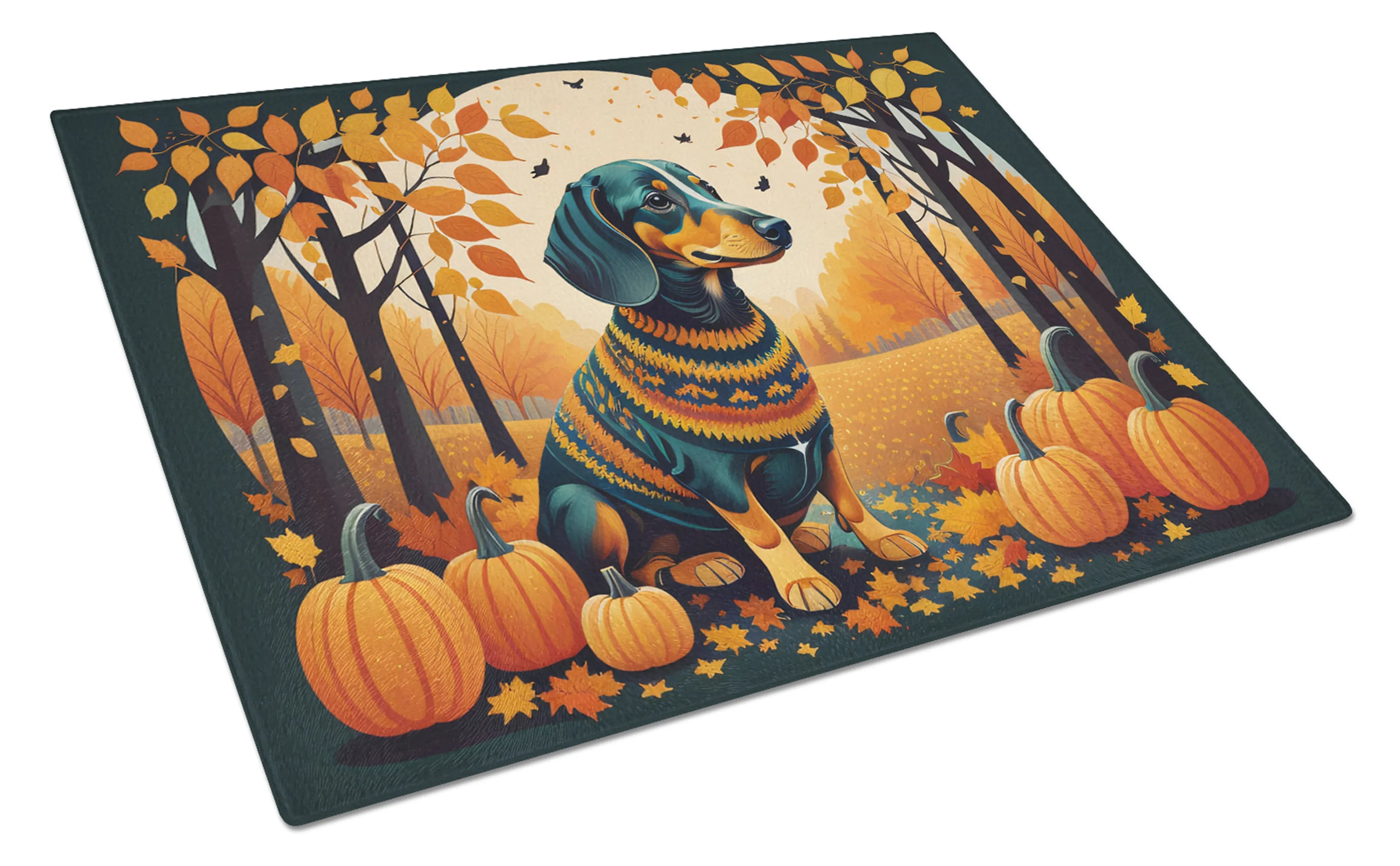 Autumn Leaves Glass Cutting Board - Size: LARGE | Pack Of: 1 | Collection name: Autumn leaves