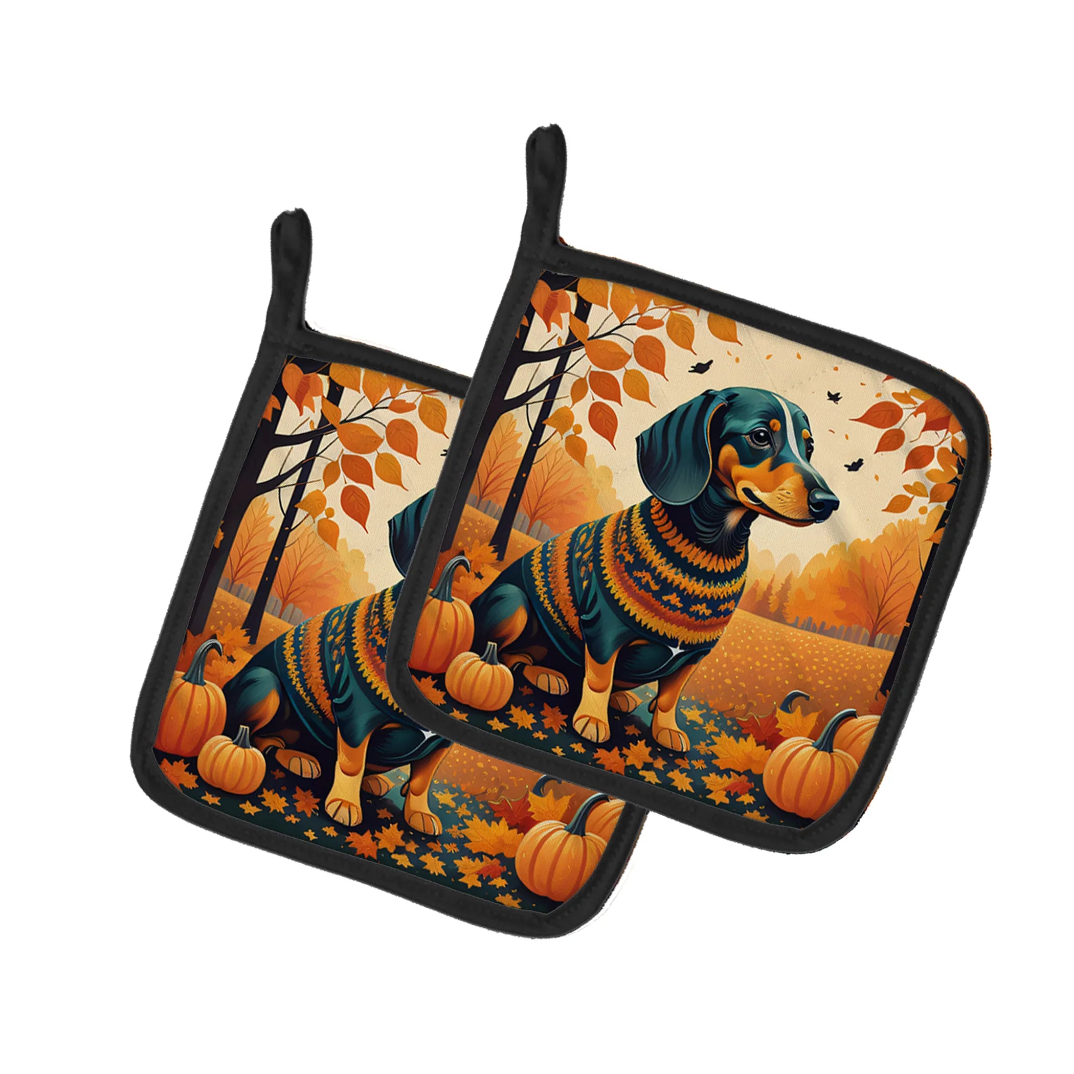 Autumn Leaves Pair of Pot Holders - Size: 7.5HX7.5W | Pack Of: 1 | Collection name: Autumn leaves