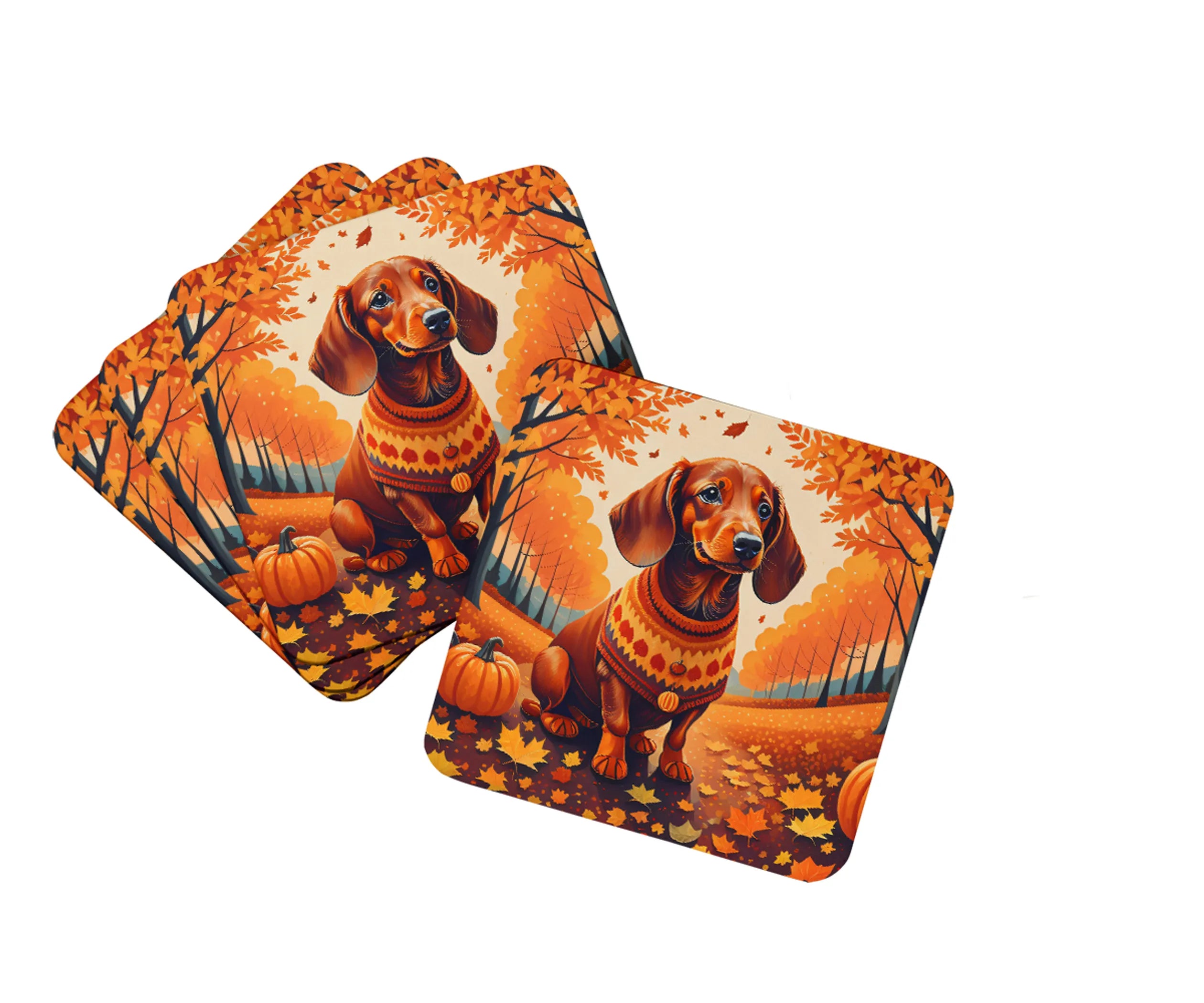 Autumn Leaves Foam Coasters - Size: 3.5 | Pack Of: 1 | Collection name: Autumn leaves