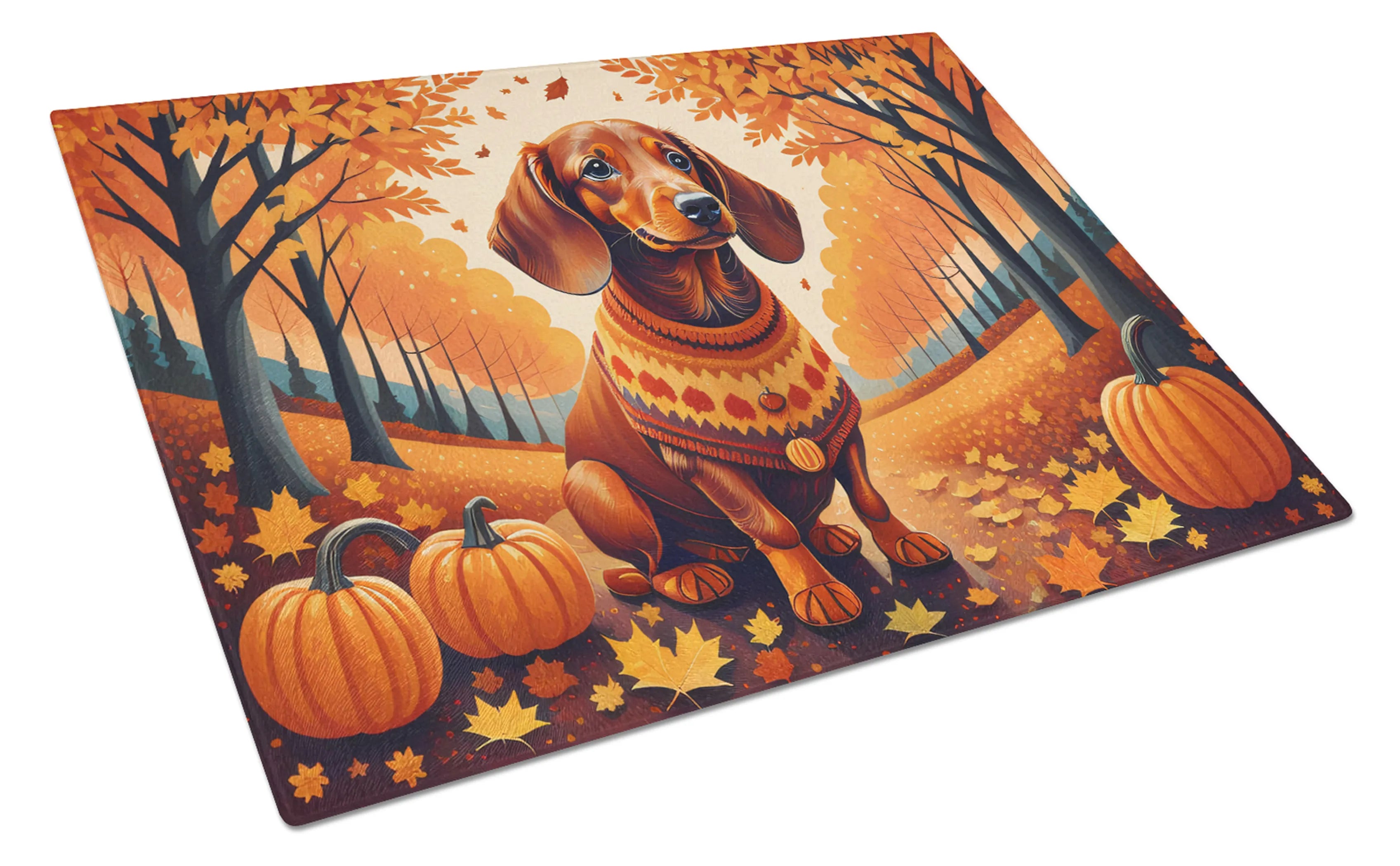 Autumn Leaves Glass Cutting Board - Size: LARGE | Pack Of: 1 | Collection name: Autumn leaves